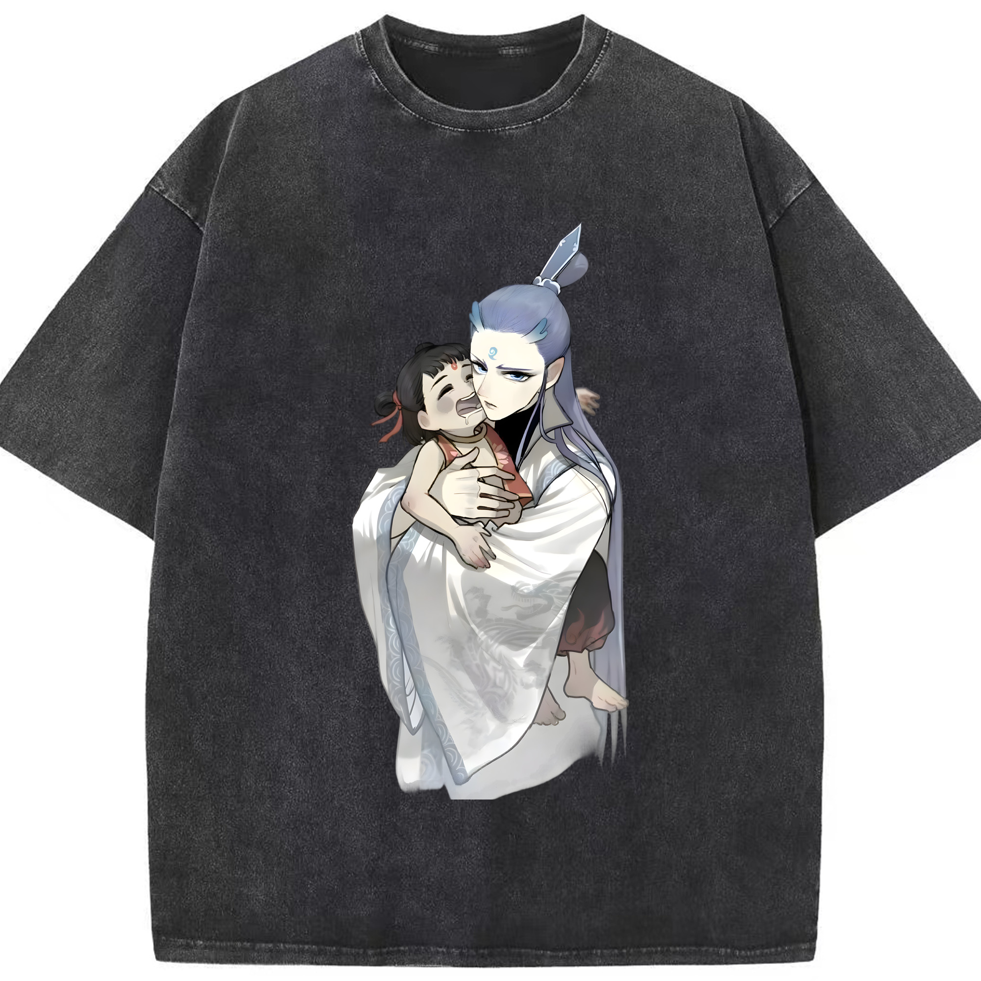 （画像用） Ne Zha 2 ナタ 魔童の大暴れ 綿100% ヴィンテージ風 半袖Tシャツ（フロントプリント）