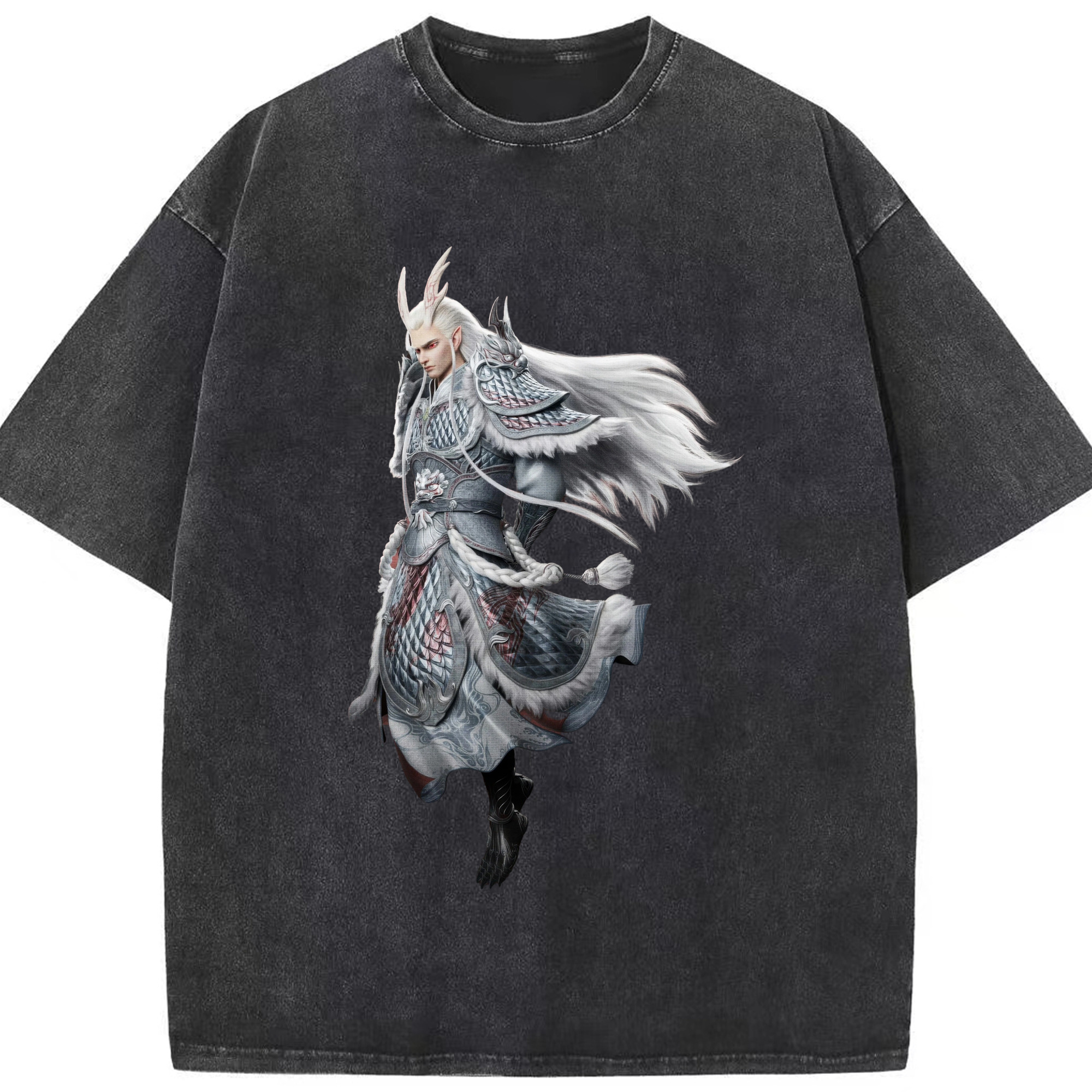 （画像用） Ne Zha 2 ナタ 魔童の大暴れ 綿100% ヴィンテージ風 半袖Tシャツ（フロントプリント）