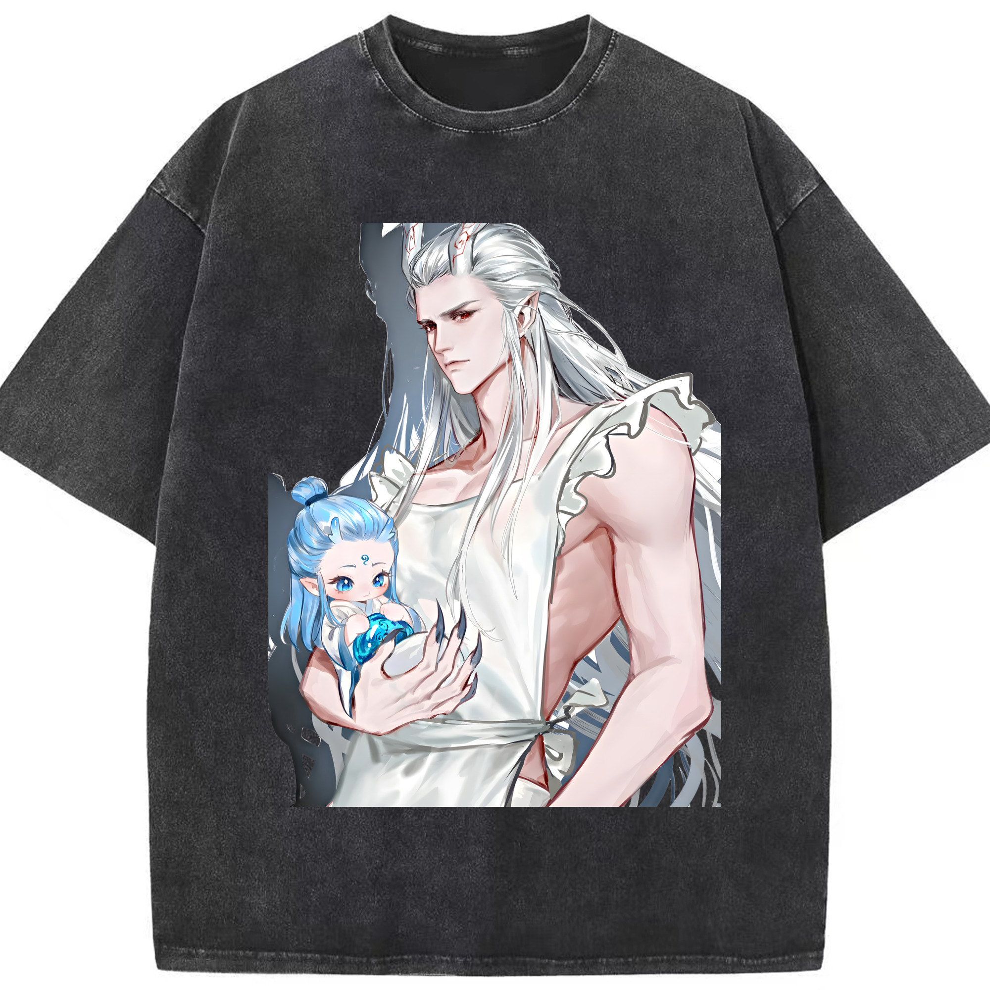（画像用） Ne Zha 2 ナタ 魔童の大暴れ 綿100% ヴィンテージ風 半袖Tシャツ（フロントプリント）