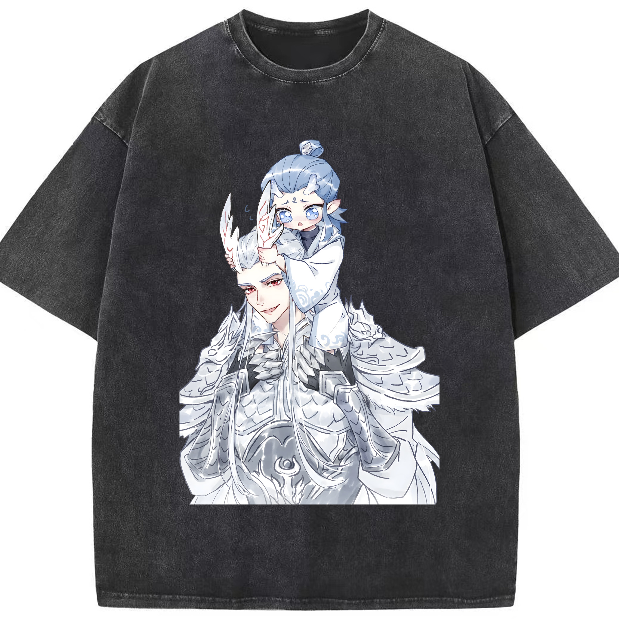 （画像用） Ne Zha 2 ナタ 魔童の大暴れ 綿100% ヴィンテージ風 半袖Tシャツ（フロントプリント）