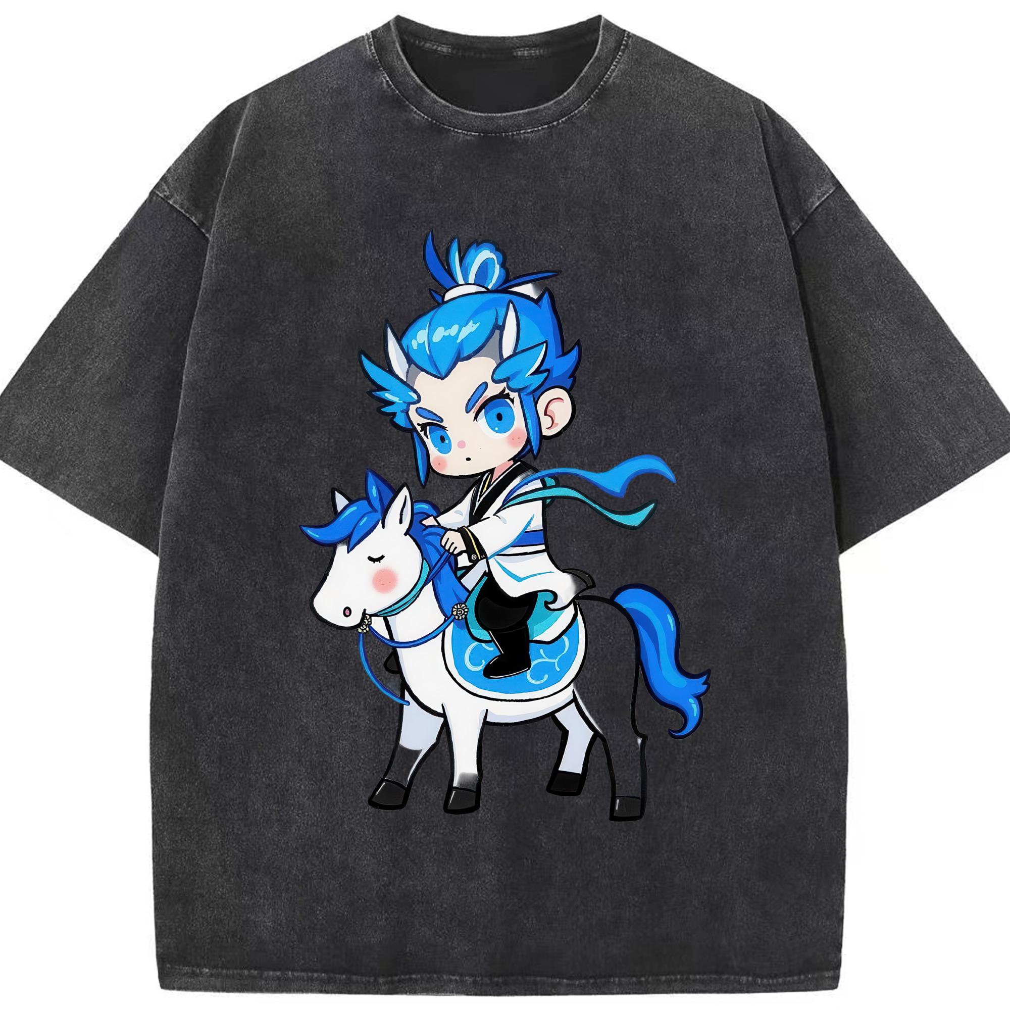 （画像用） Ne Zha 2 ナタ 魔童の大暴れ 綿100% ヴィンテージ風 半袖Tシャツ（フロントプリント）