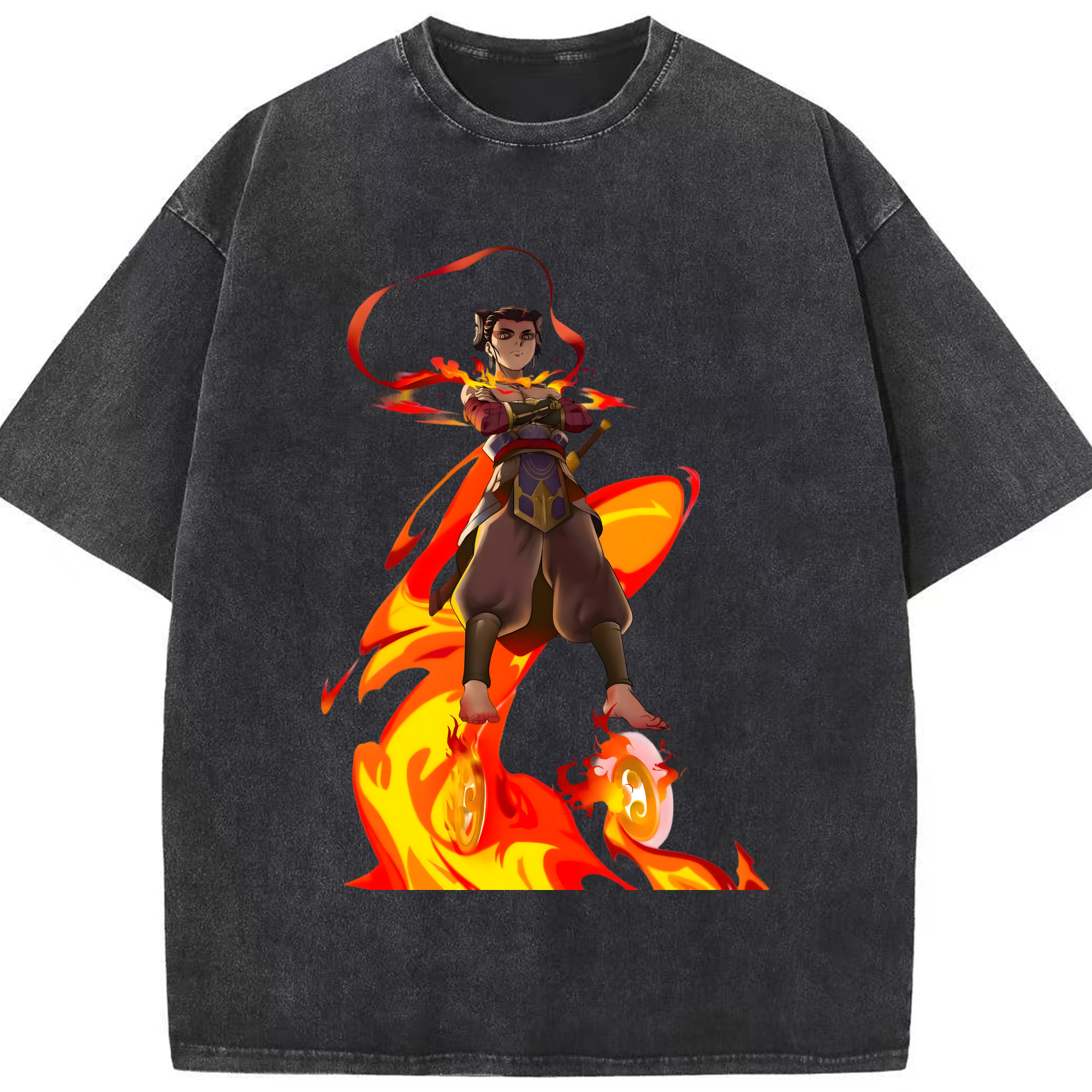 （画像用） Ne Zha 2 ナタ 魔童の大暴れ 綿100% ヴィンテージ風 半袖Tシャツ（フロントプリント）