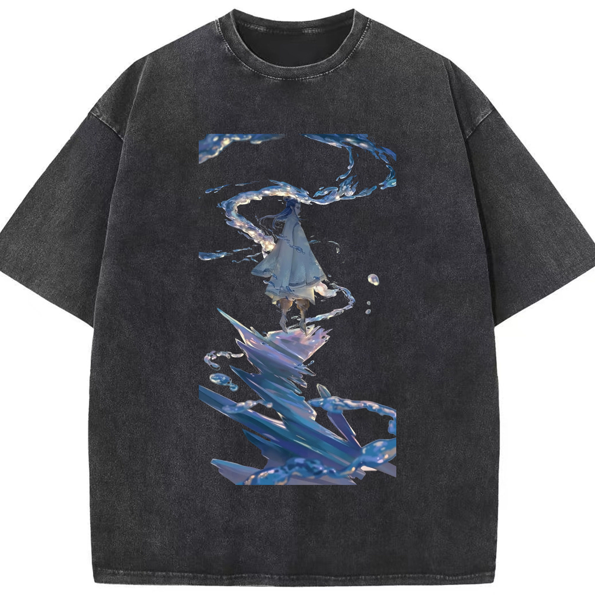 （画像用） Ne Zha 2 ナタ 魔童の大暴れ 綿100% ヴィンテージ風 半袖Tシャツ（フロントプリント）