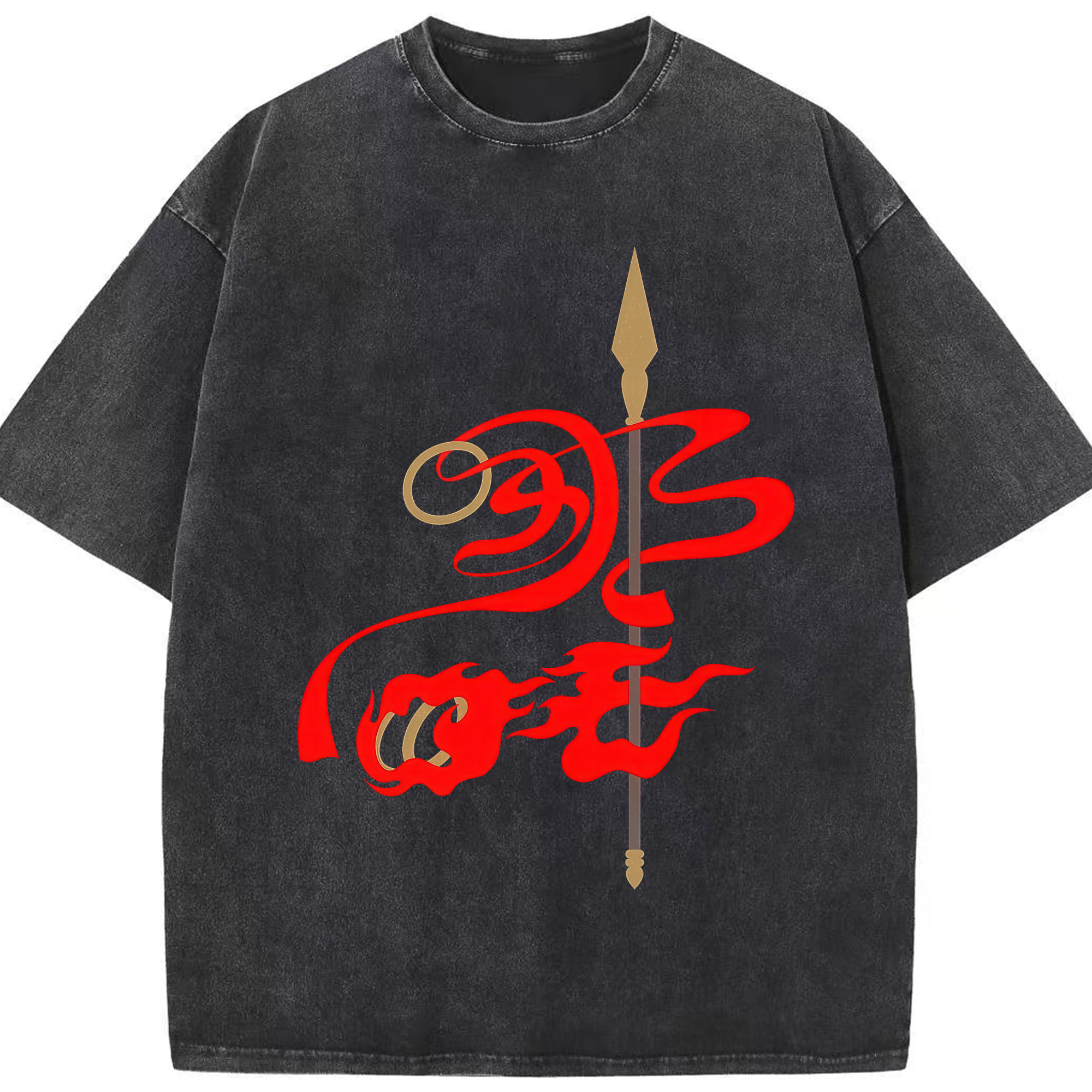 （画像用） Ne Zha 2 ナタ 魔童の大暴れ 綿100% ヴィンテージ風 半袖Tシャツ（フロントプリント）