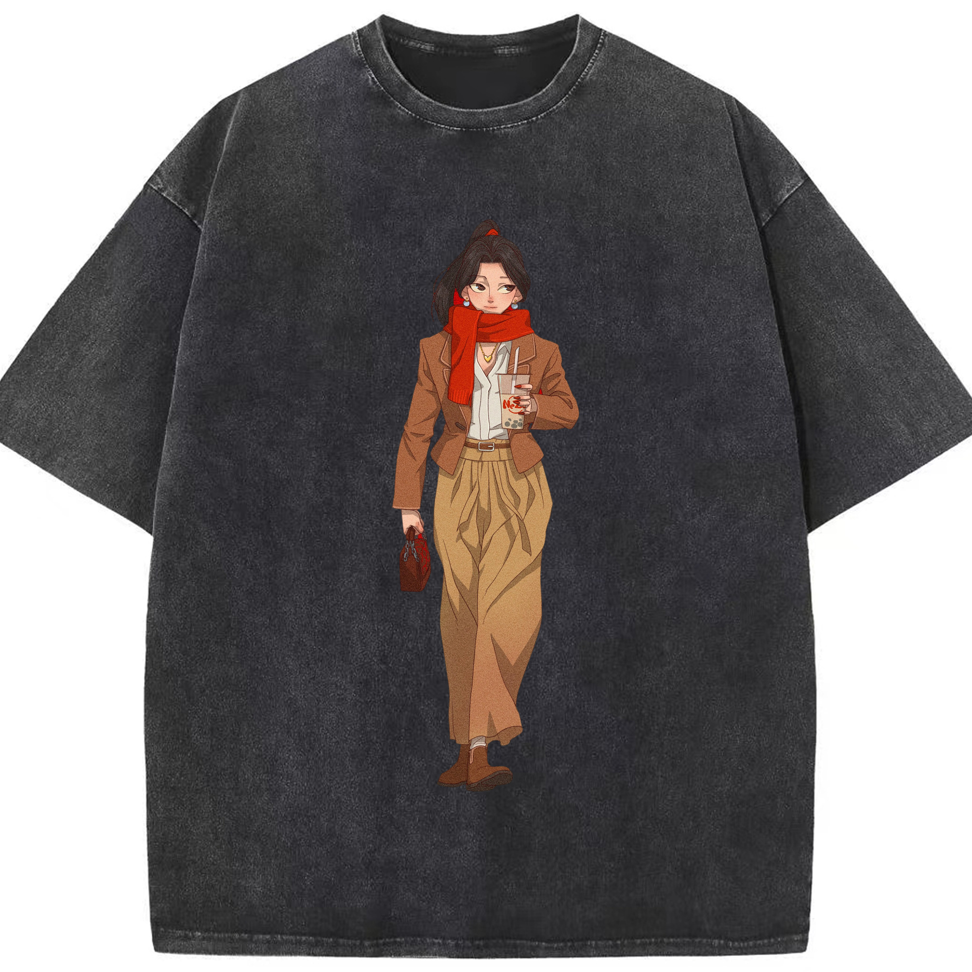 （画像用） Ne Zha 2 ナタ 魔童の大暴れ 綿100% ヴィンテージ風 半袖Tシャツ（フロントプリント）