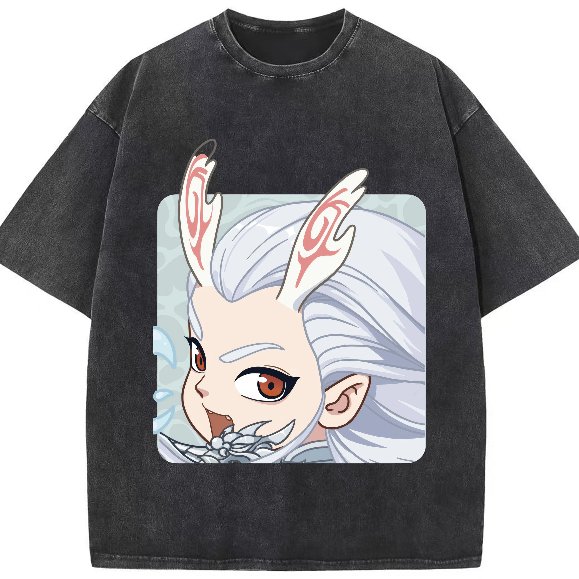 （画像用） Ne Zha 2 ナタ 魔童の大暴れ 綿100% ヴィンテージ風 半袖Tシャツ（フロントプリント）