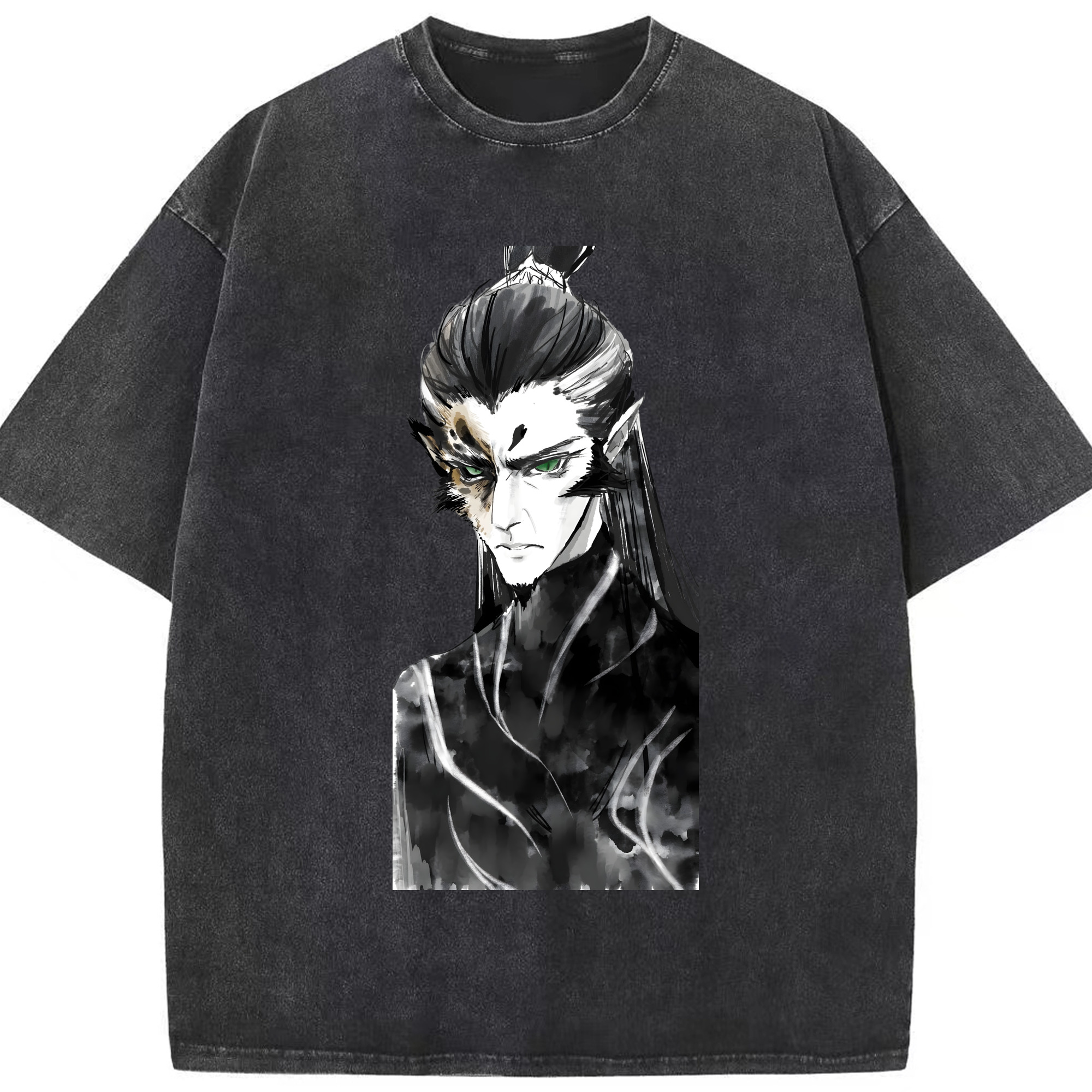 （画像用） Ne Zha 2 ナタ 魔童の大暴れ 綿100% ヴィンテージ風 半袖Tシャツ（フロントプリント）