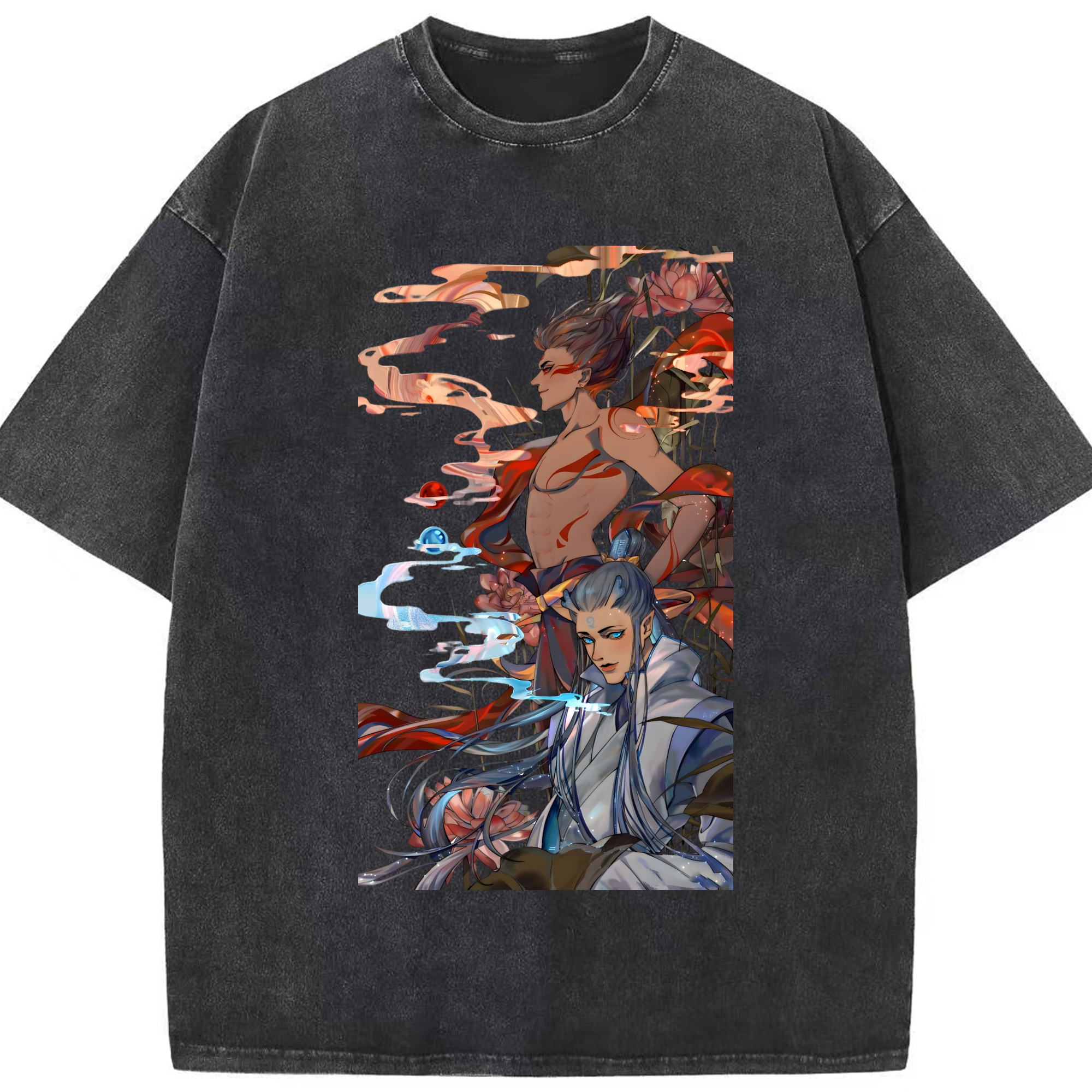 （画像用） Ne Zha 2 ナタ 魔童の大暴れ 綿100% ヴィンテージ風 半袖Tシャツ（フロントプリント）