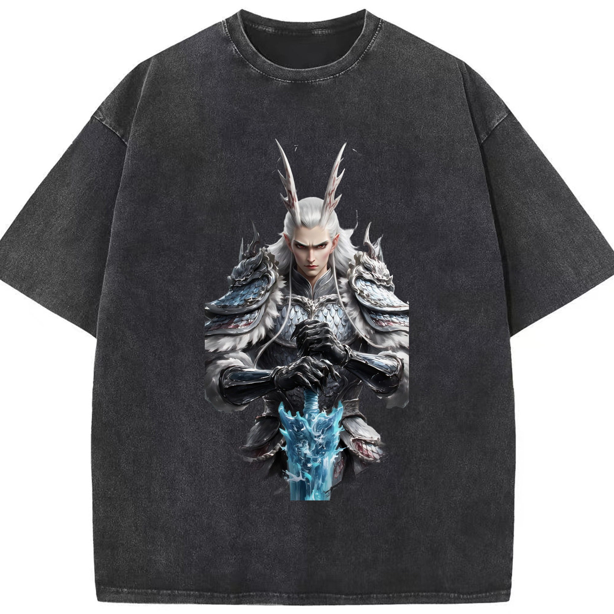 （画像用） Ne Zha 2 ナタ 魔童の大暴れ 綿100% ヴィンテージ風 半袖Tシャツ（フロントプリント）