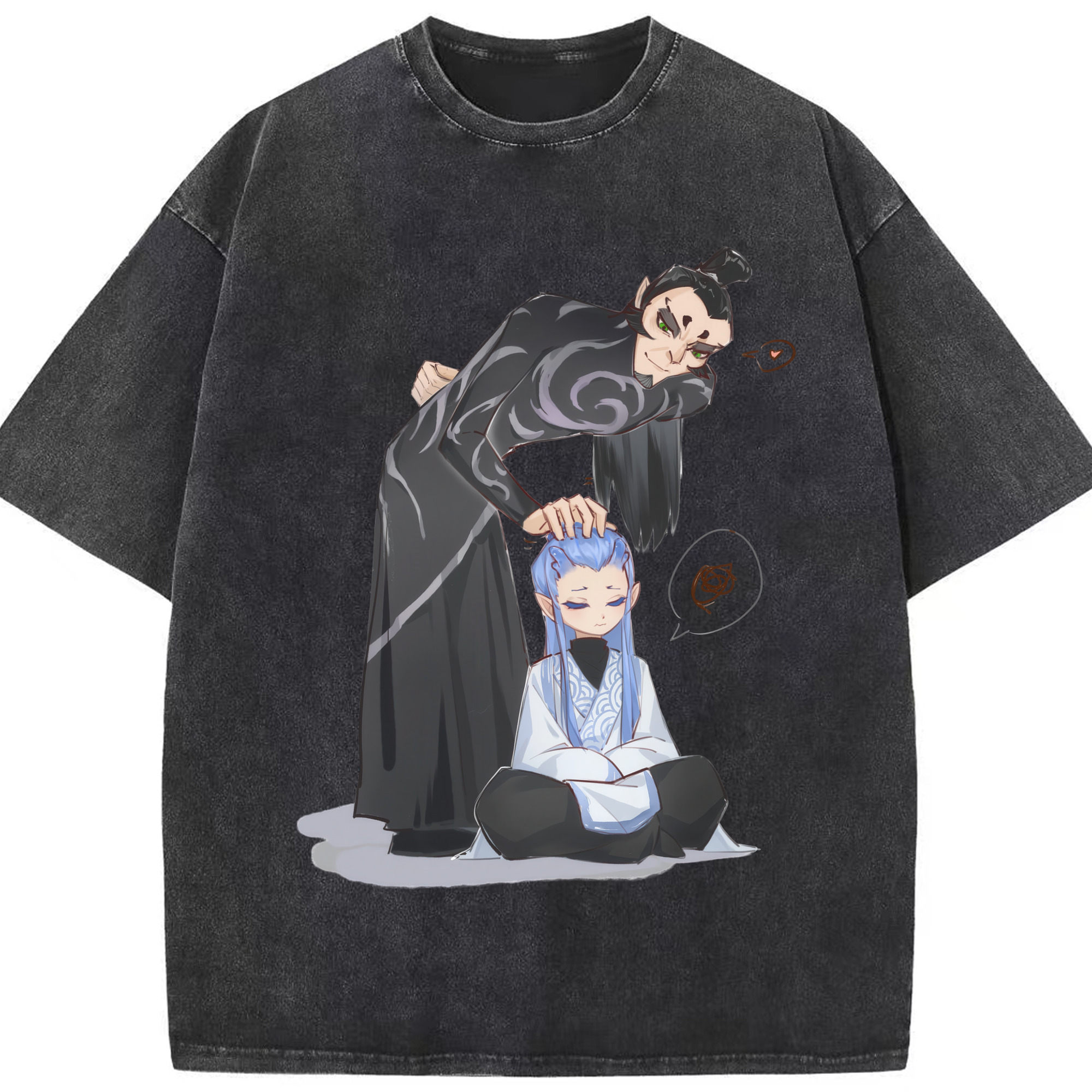 （画像用） Ne Zha 2 ナタ 魔童の大暴れ 綿100% ヴィンテージ風 半袖Tシャツ（フロントプリント）