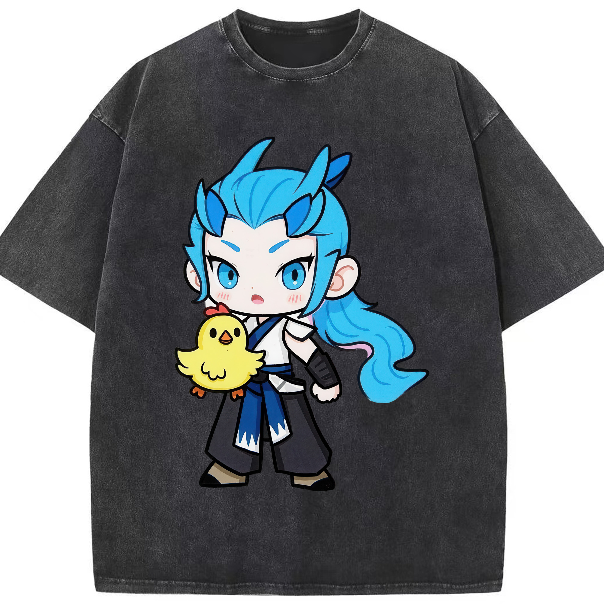 （画像用） Ne Zha 2 ナタ 魔童の大暴れ 綿100% ヴィンテージ風 半袖Tシャツ（フロントプリント）