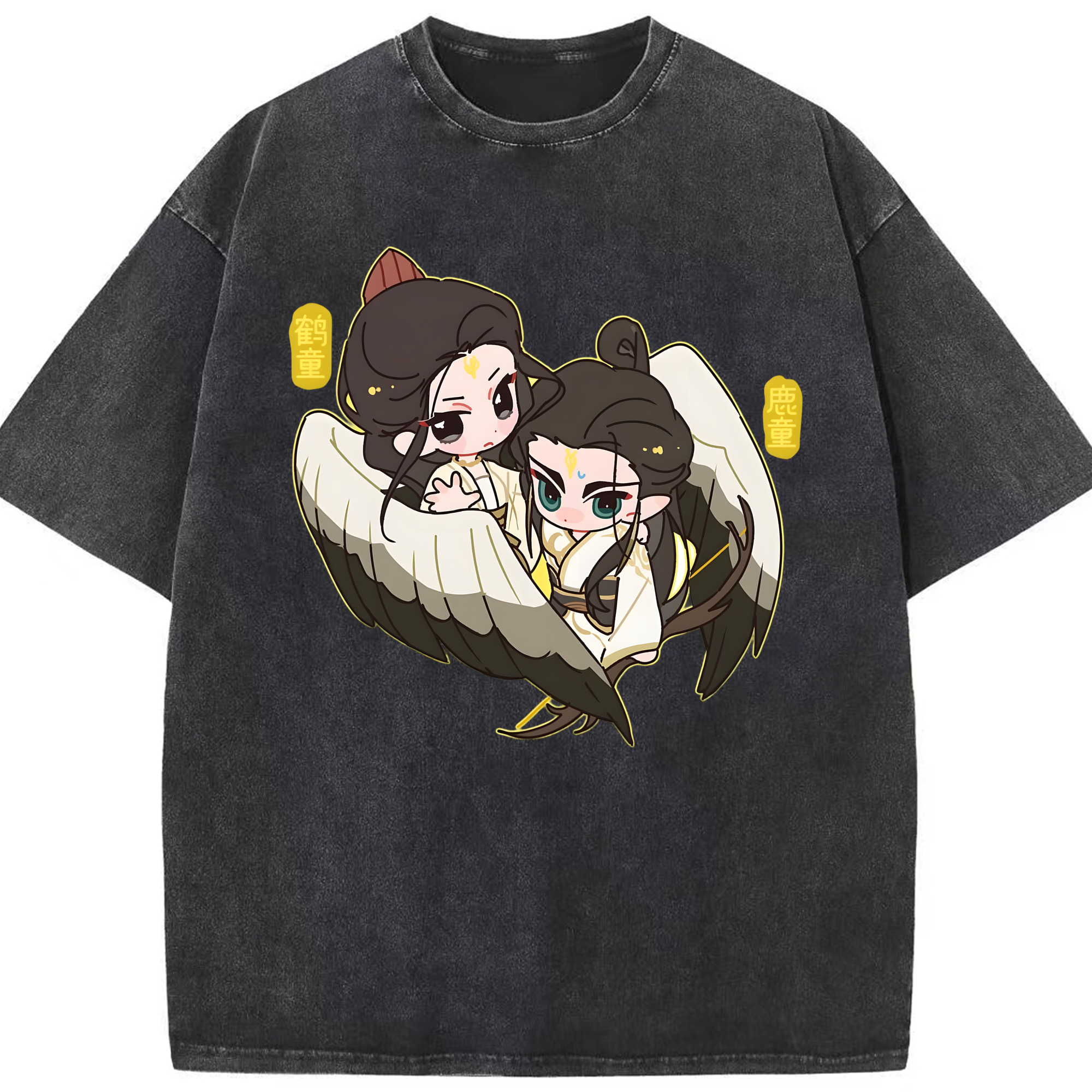 （画像用） Ne Zha 2 ナタ 魔童の大暴れ 綿100% ヴィンテージ風 半袖Tシャツ（フロントプリント）