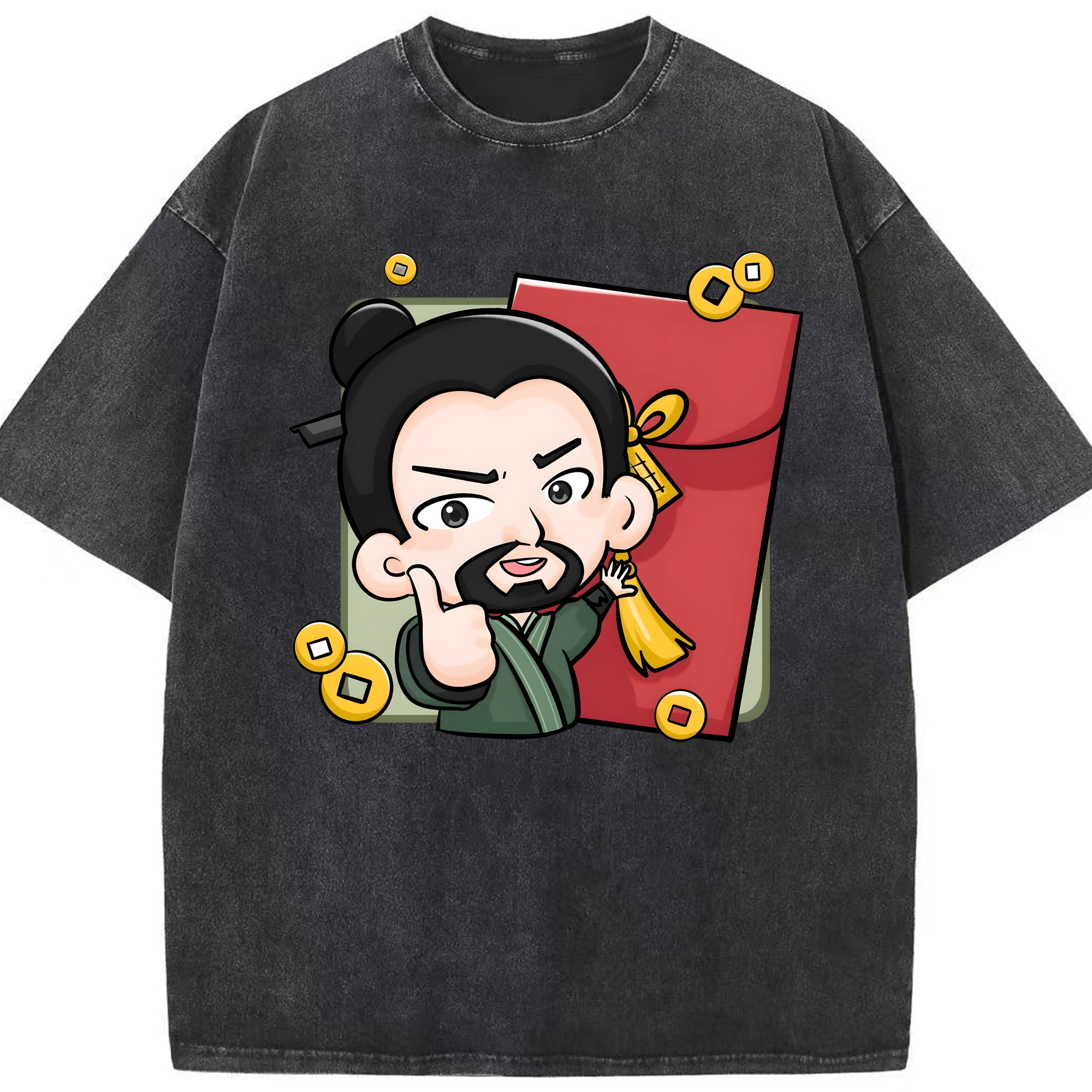 （画像用） Ne Zha 2 ナタ 魔童の大暴れ 綿100% ヴィンテージ風 半袖Tシャツ（フロントプリント）