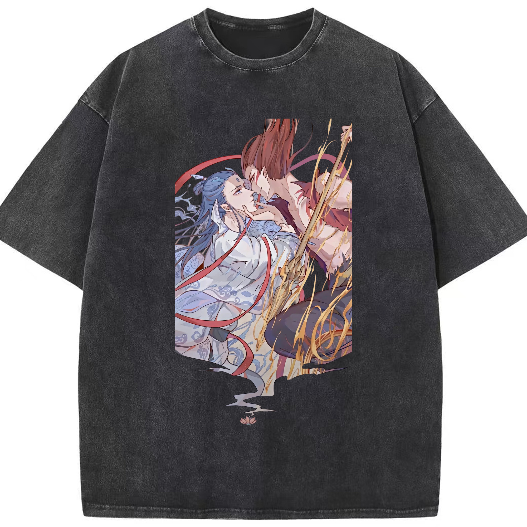 （画像用） Ne Zha 2 ナタ 魔童の大暴れ 綿100% ヴィンテージ風 半袖Tシャツ（フロントプリント）