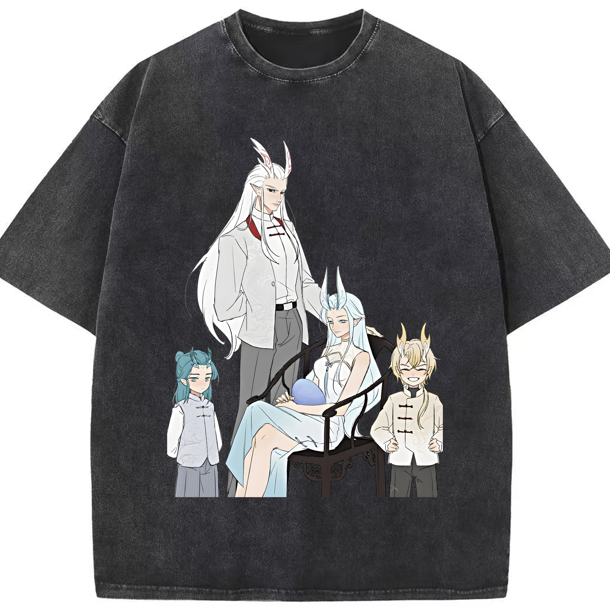 （画像用） Ne Zha 2 ナタ 魔童の大暴れ 綿100% ヴィンテージ風 半袖Tシャツ（フロントプリント）