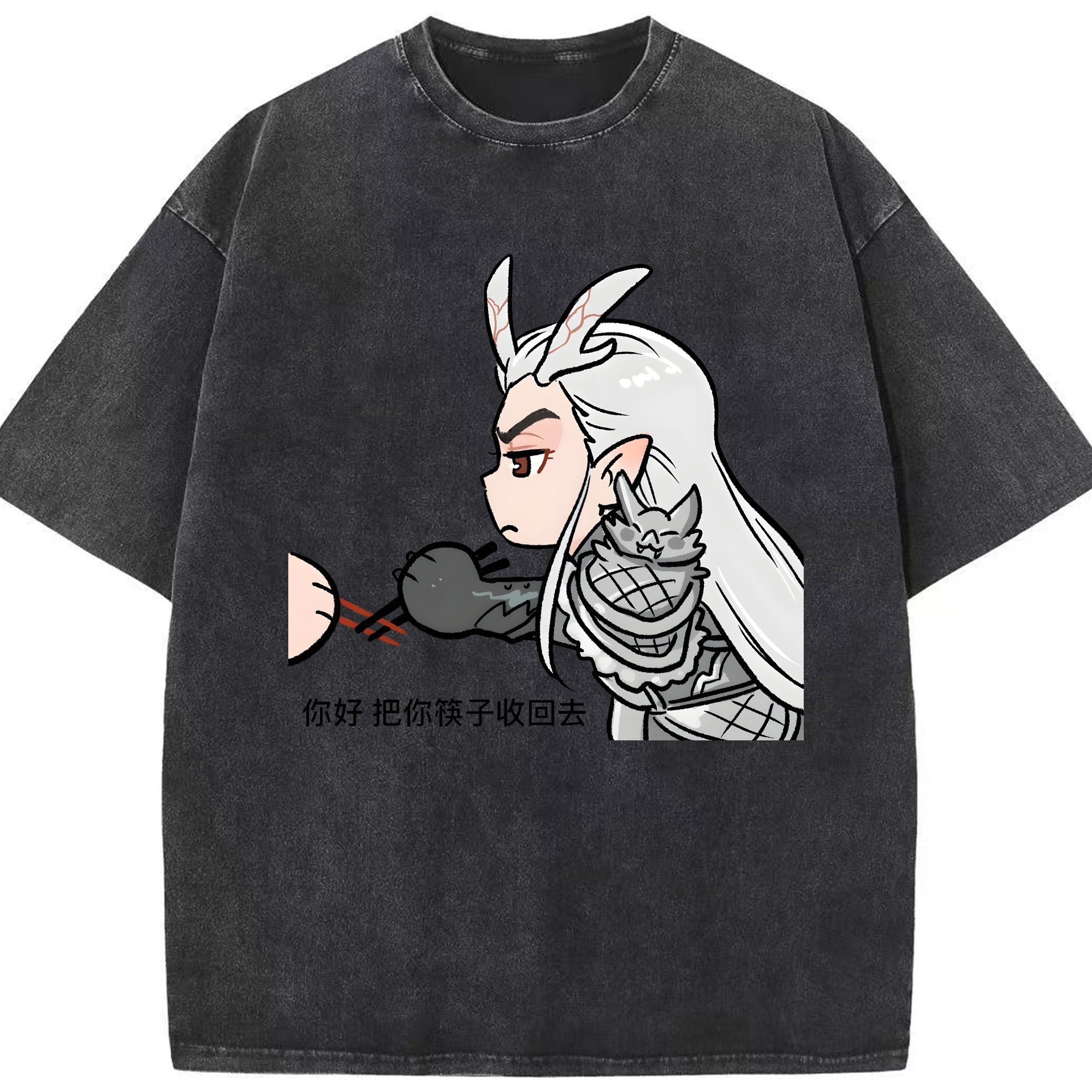 （画像用） Ne Zha 2 ナタ 魔童の大暴れ 綿100% ヴィンテージ風 半袖Tシャツ（フロントプリント）