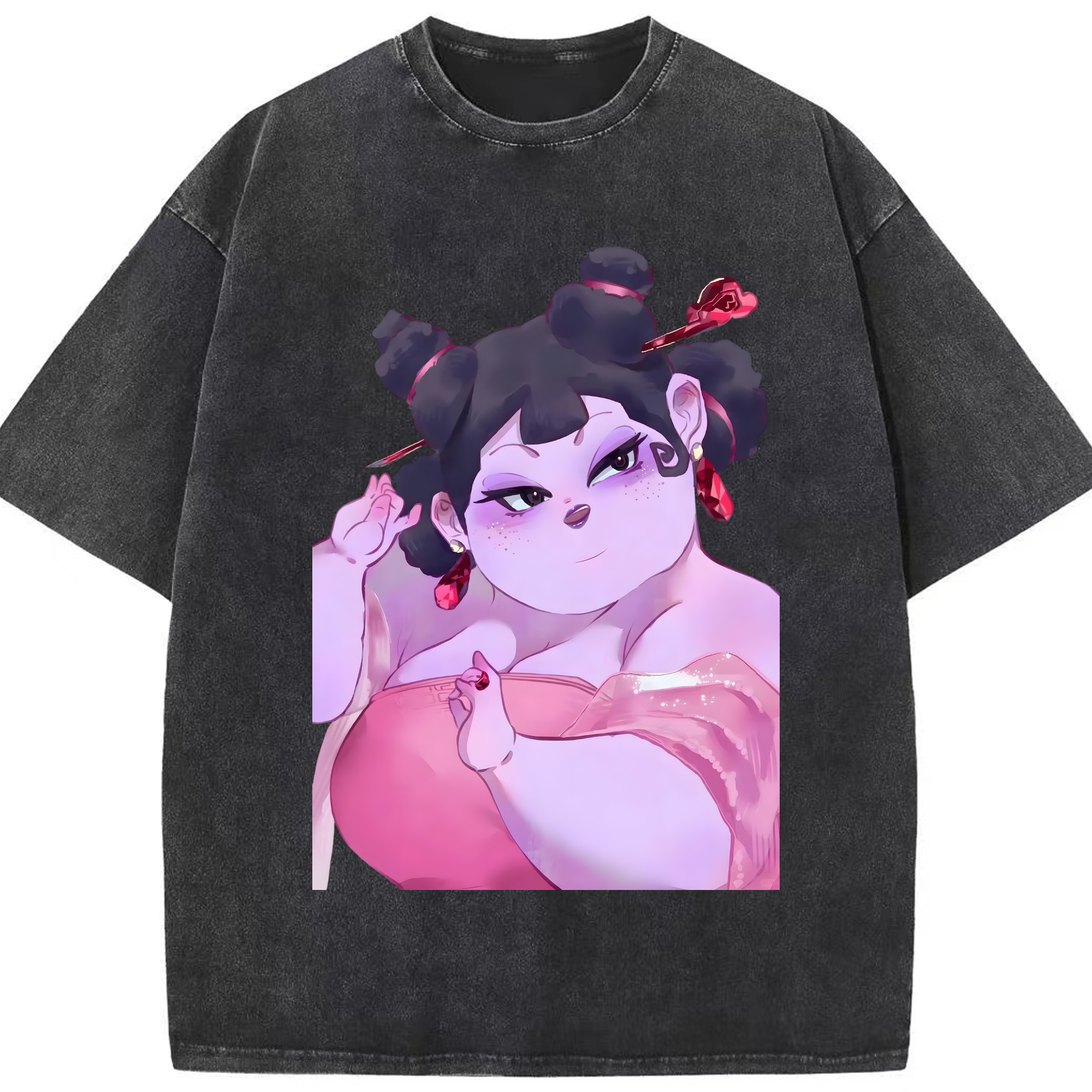 （画像用） Ne Zha 2 ナタ 魔童の大暴れ 綿100% ヴィンテージ風 半袖Tシャツ（フロントプリント）