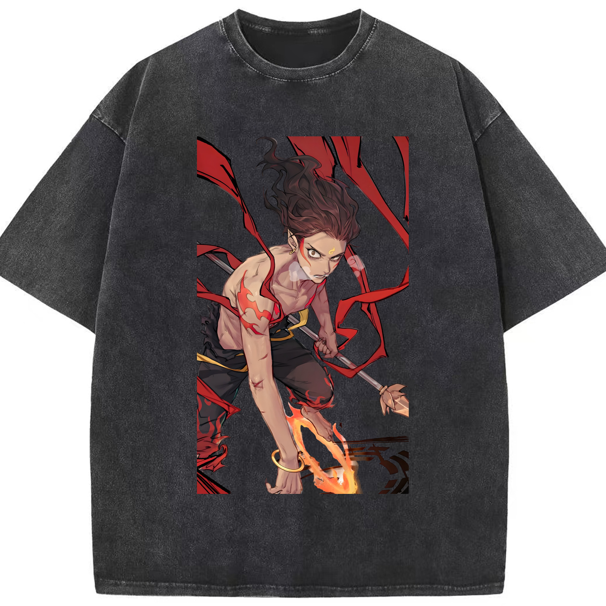 （画像用） Ne Zha 2 ナタ 魔童の大暴れ 綿100% ヴィンテージ風 半袖Tシャツ（フロントプリント）