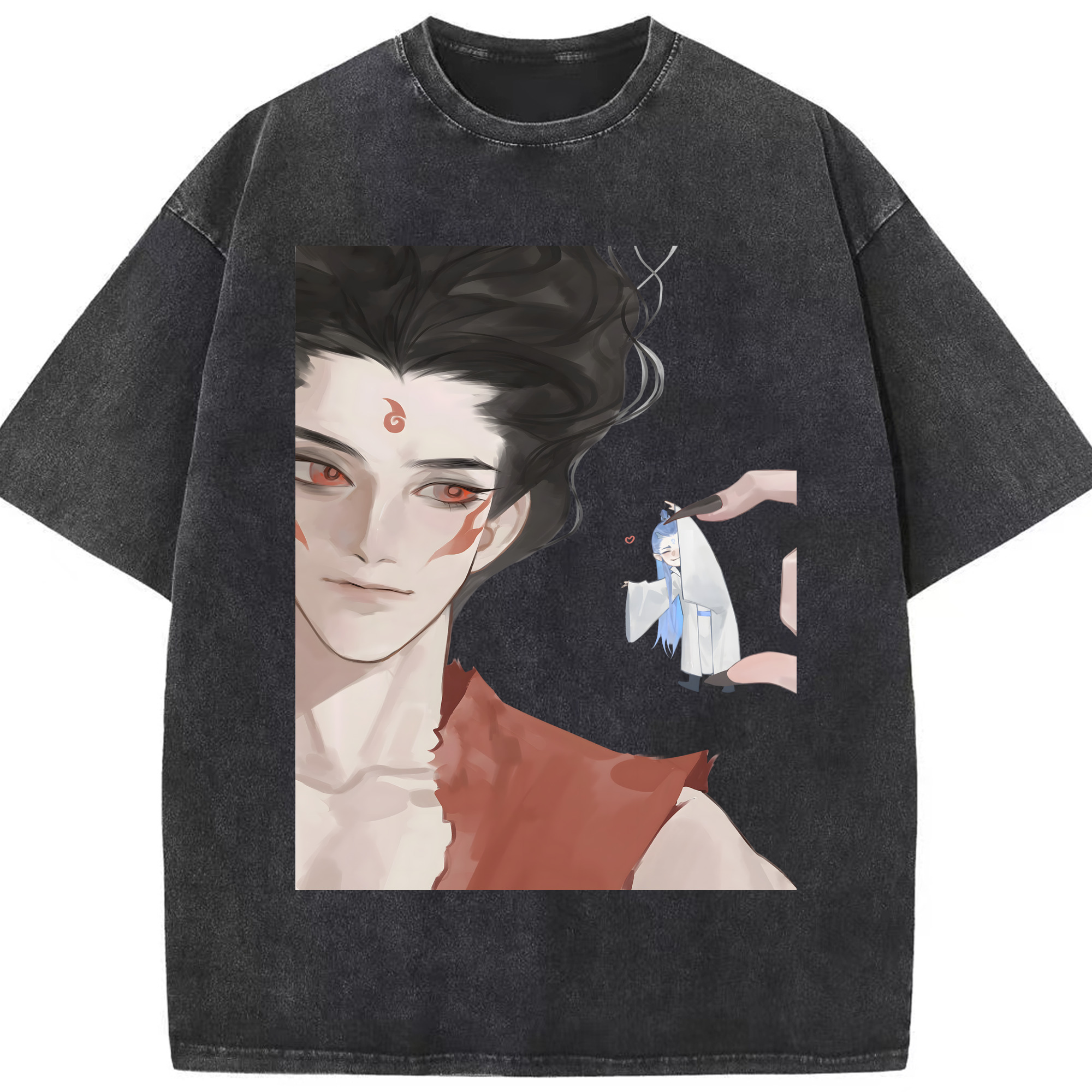 （画像用） Ne Zha 2 ナタ 魔童の大暴れ 綿100% ヴィンテージ風 半袖Tシャツ（フロントプリント）