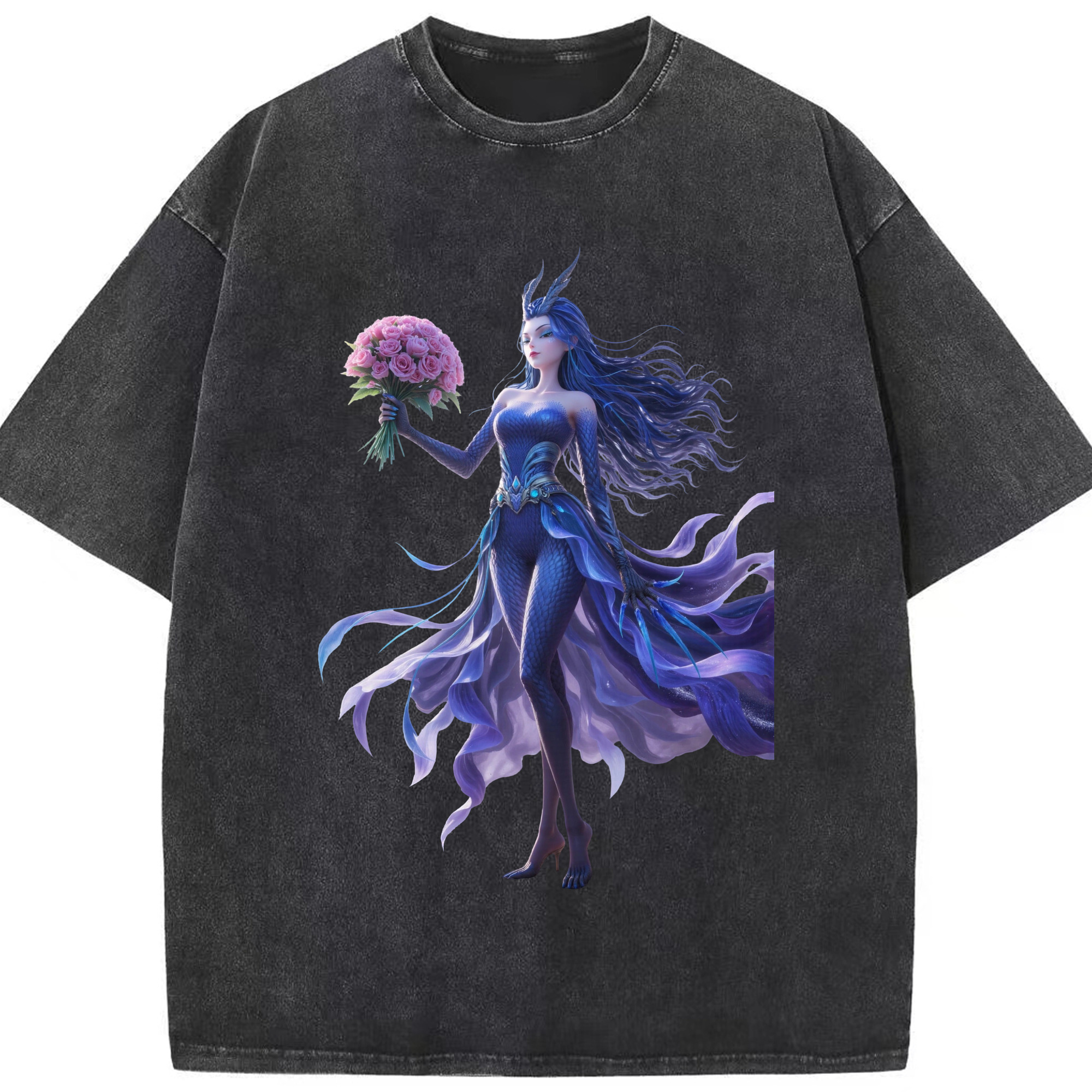 （画像用） Ne Zha 2 ナタ 魔童の大暴れ 綿100% ヴィンテージ風 半袖Tシャツ（フロントプリント）