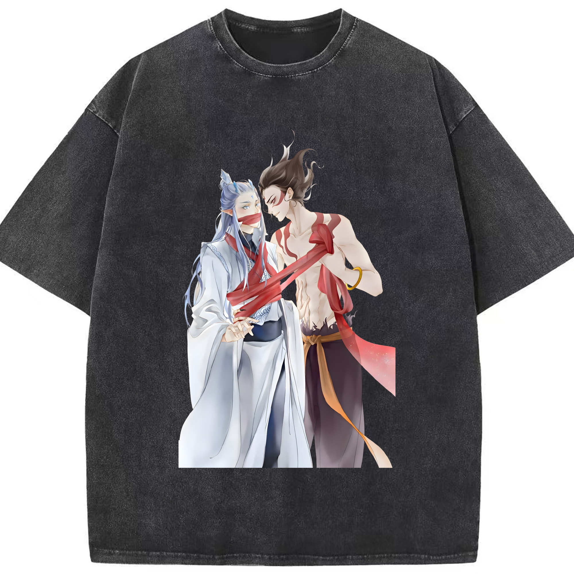 （画像用） Ne Zha 2 ナタ 魔童の大暴れ 綿100% ヴィンテージ風 半袖Tシャツ（フロントプリント）