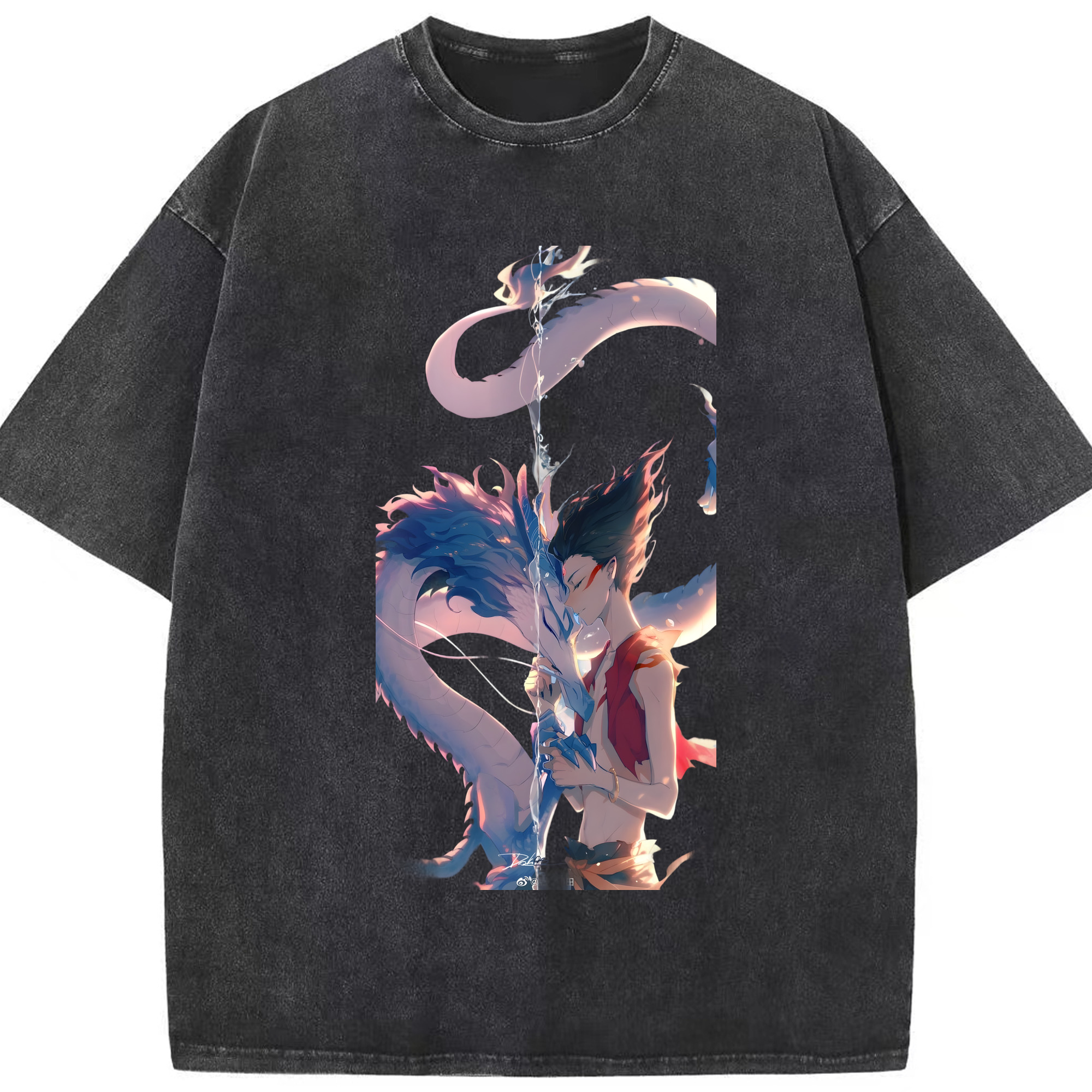 （画像用） Ne Zha 2 ナタ 魔童の大暴れ 綿100% ヴィンテージ風 半袖Tシャツ（フロントプリント）