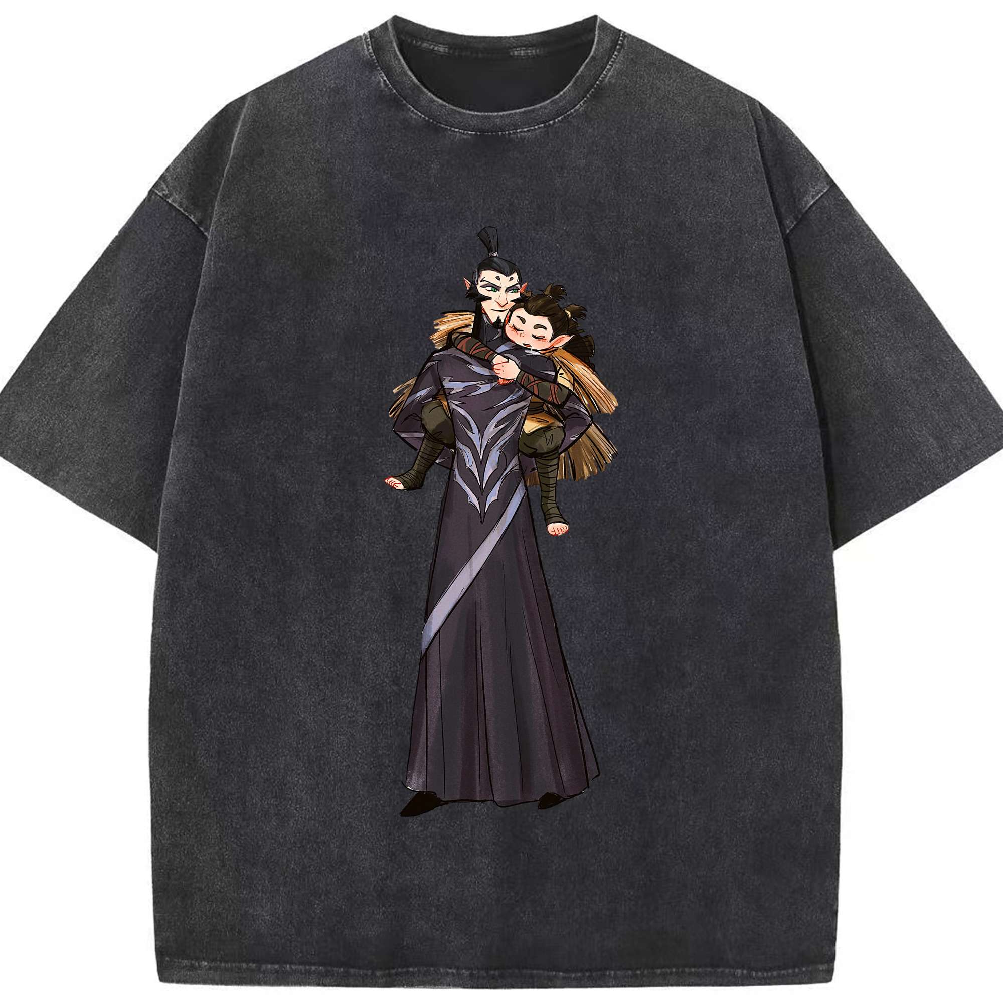 （画像用） Ne Zha 2 ナタ 魔童の大暴れ 綿100% ヴィンテージ風 半袖Tシャツ（フロントプリント）