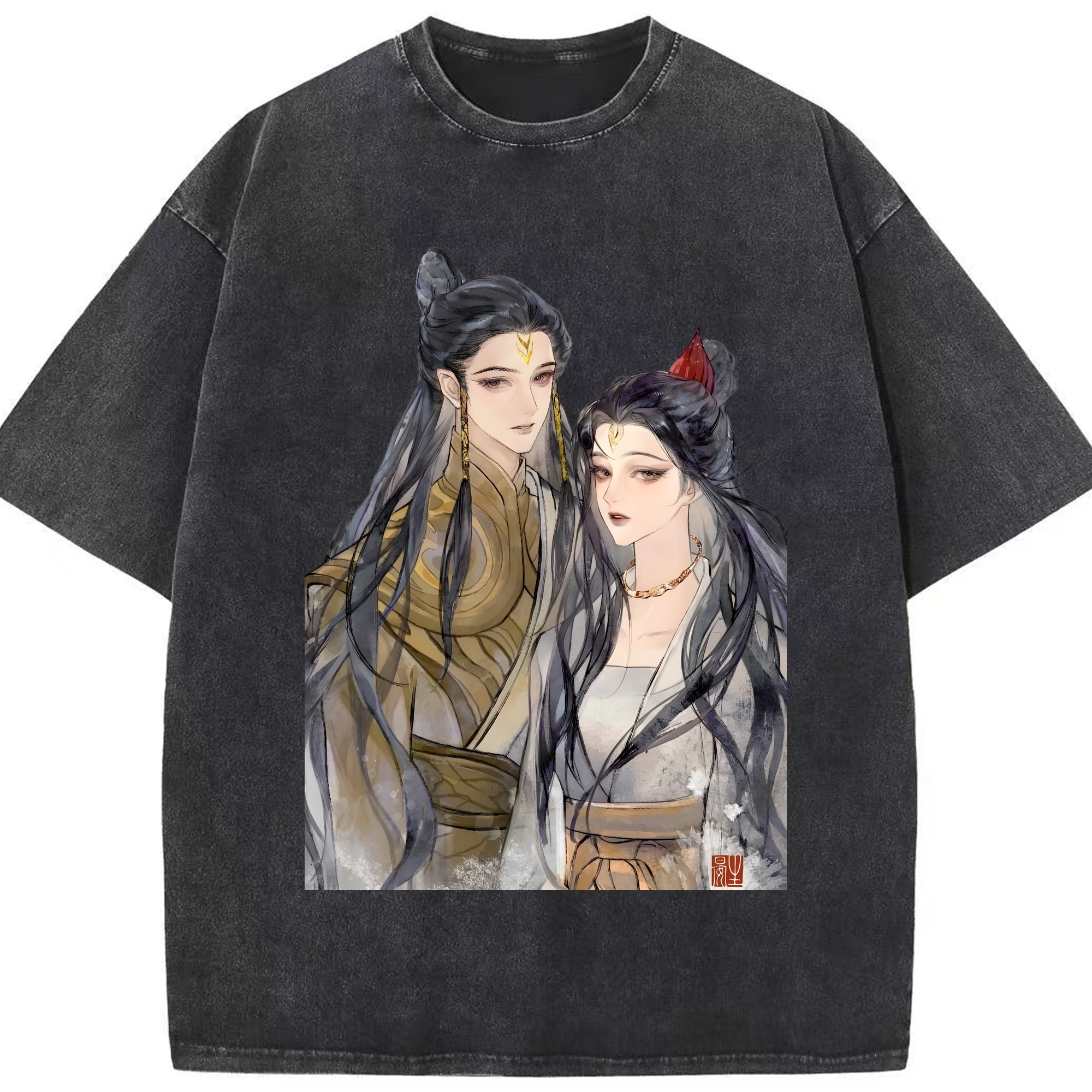 （画像用） Ne Zha 2 ナタ 魔童の大暴れ 綿100% ヴィンテージ風 半袖Tシャツ（フロントプリント）