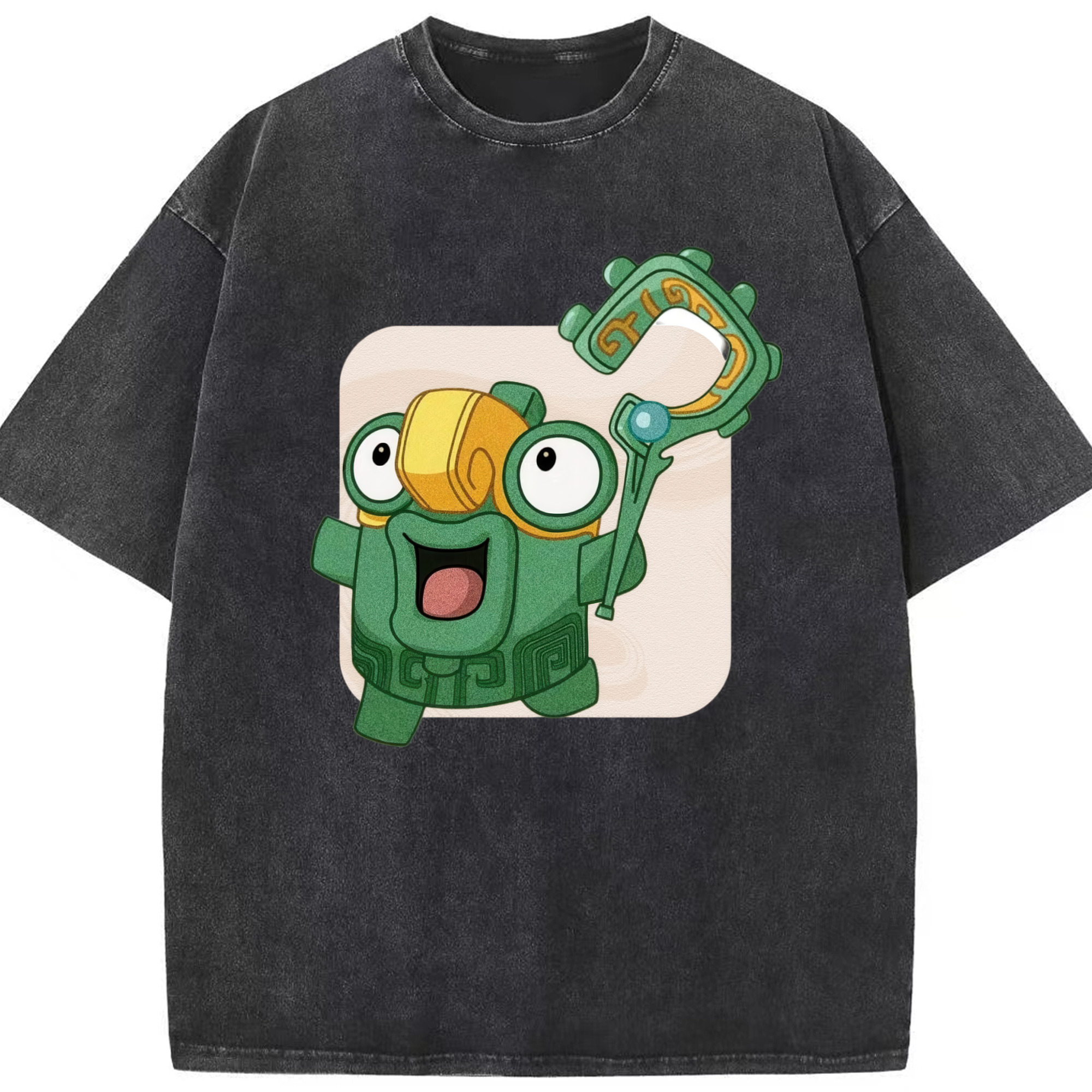 （画像用） Ne Zha 2 ナタ 魔童の大暴れ 綿100% ヴィンテージ風 半袖Tシャツ（フロントプリント）