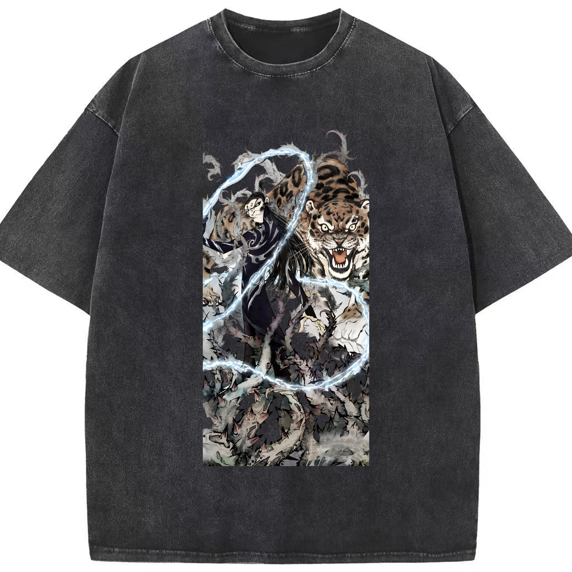 （画像用） Ne Zha 2 ナタ 魔童の大暴れ 綿100% ヴィンテージ風 半袖Tシャツ（フロントプリント）