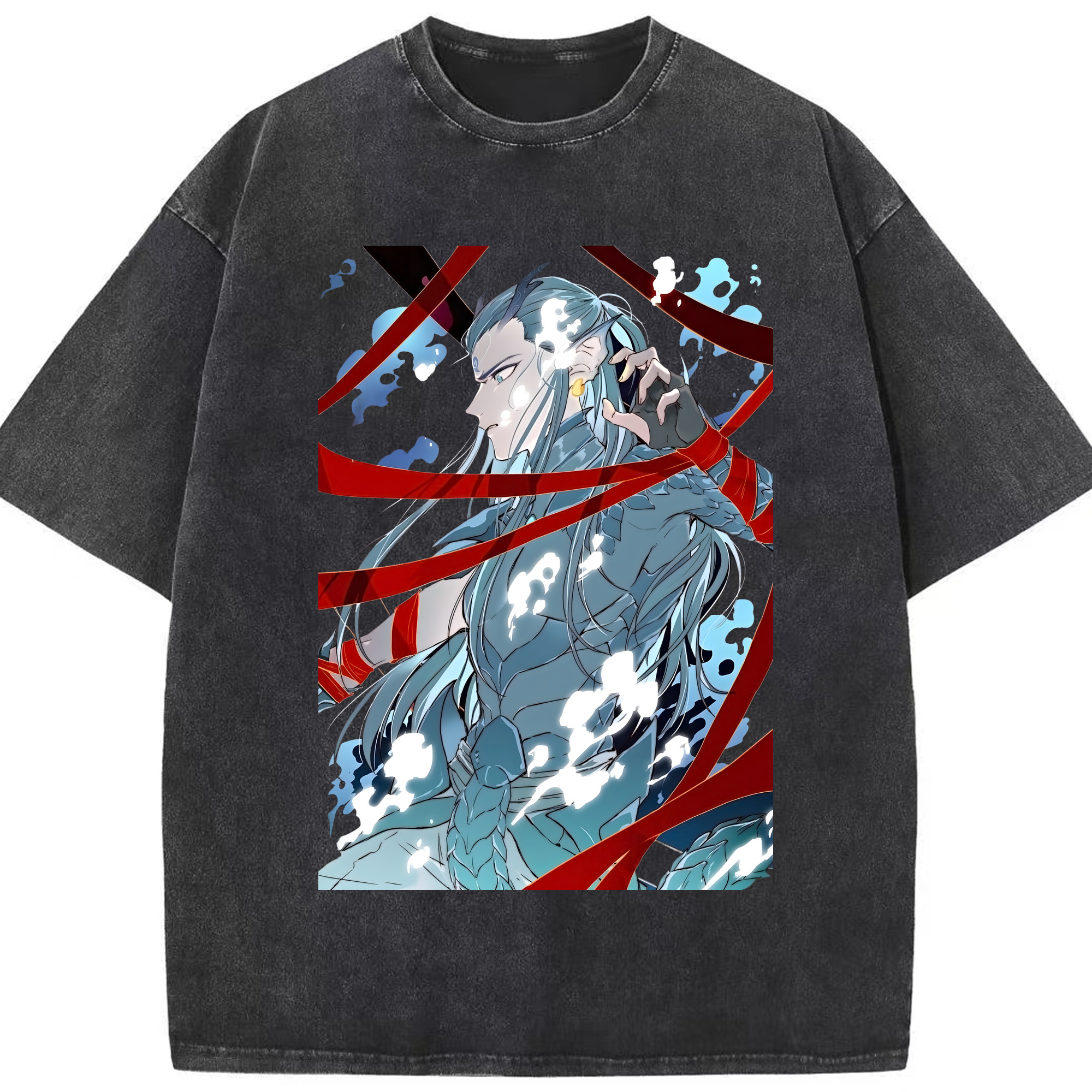 （画像用） Ne Zha 2 ナタ 魔童の大暴れ 綿100% ヴィンテージ風 半袖Tシャツ（フロントプリント）