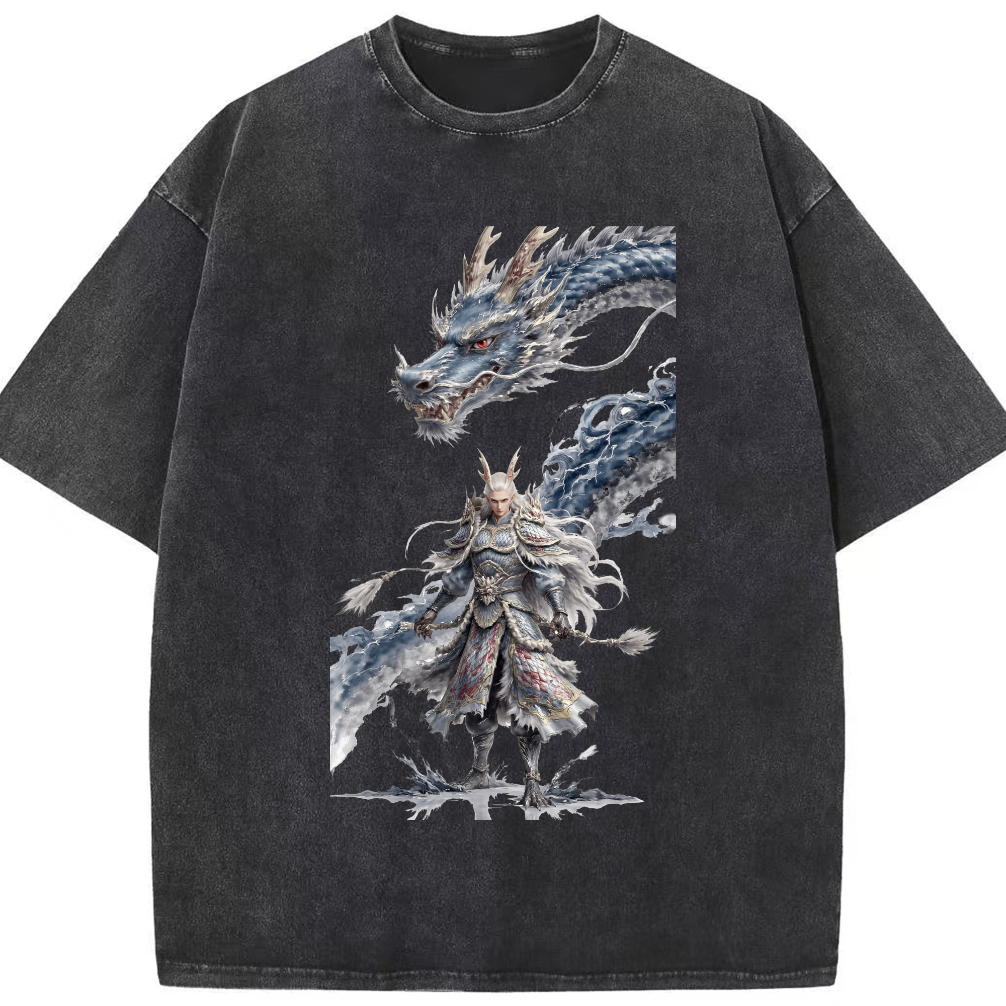 （画像用） Ne Zha 2 ナタ 魔童の大暴れ 綿100% ヴィンテージ風 半袖Tシャツ（フロントプリント）