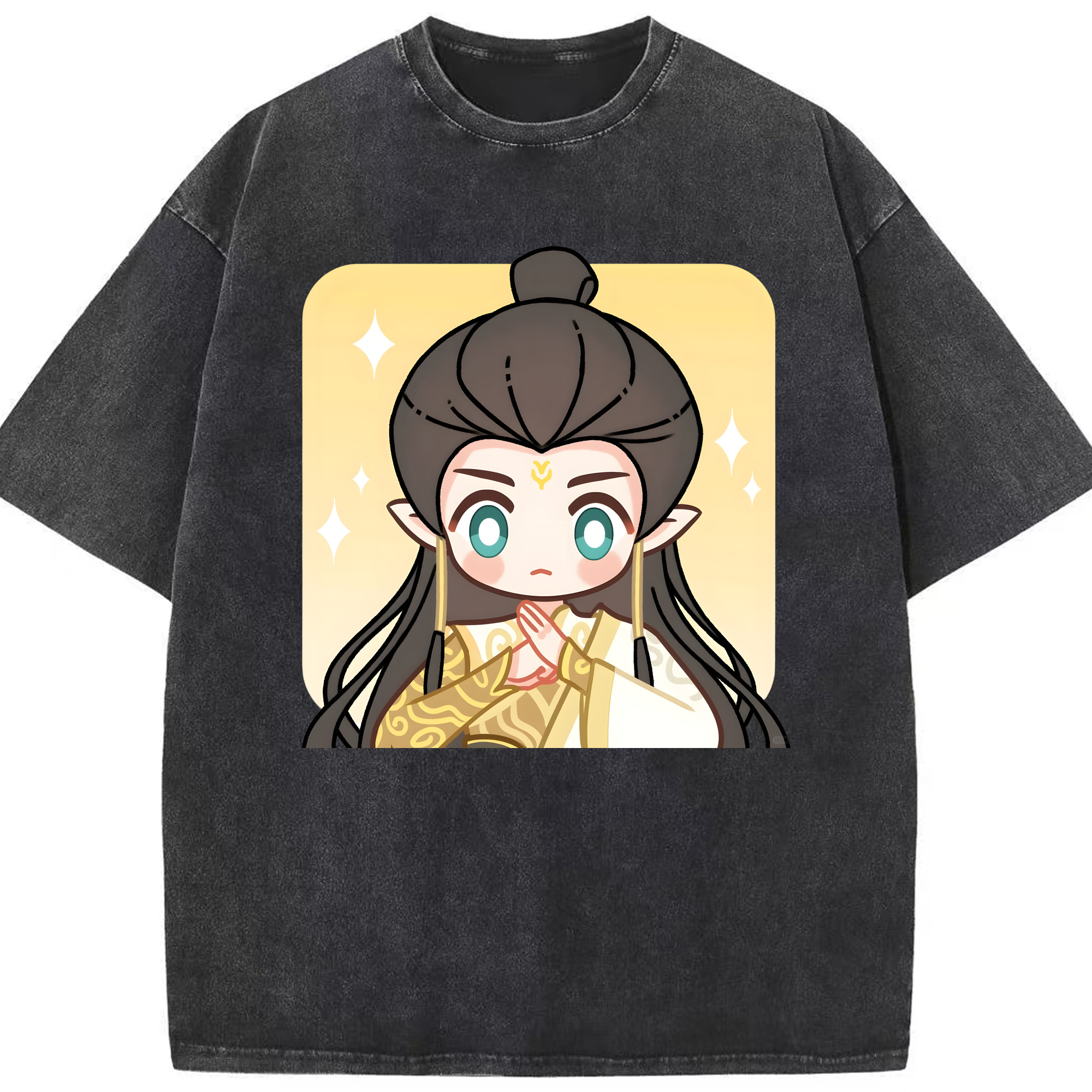 （画像用） Ne Zha 2 ナタ 魔童の大暴れ 綿100% ヴィンテージ風 半袖Tシャツ（フロントプリント）