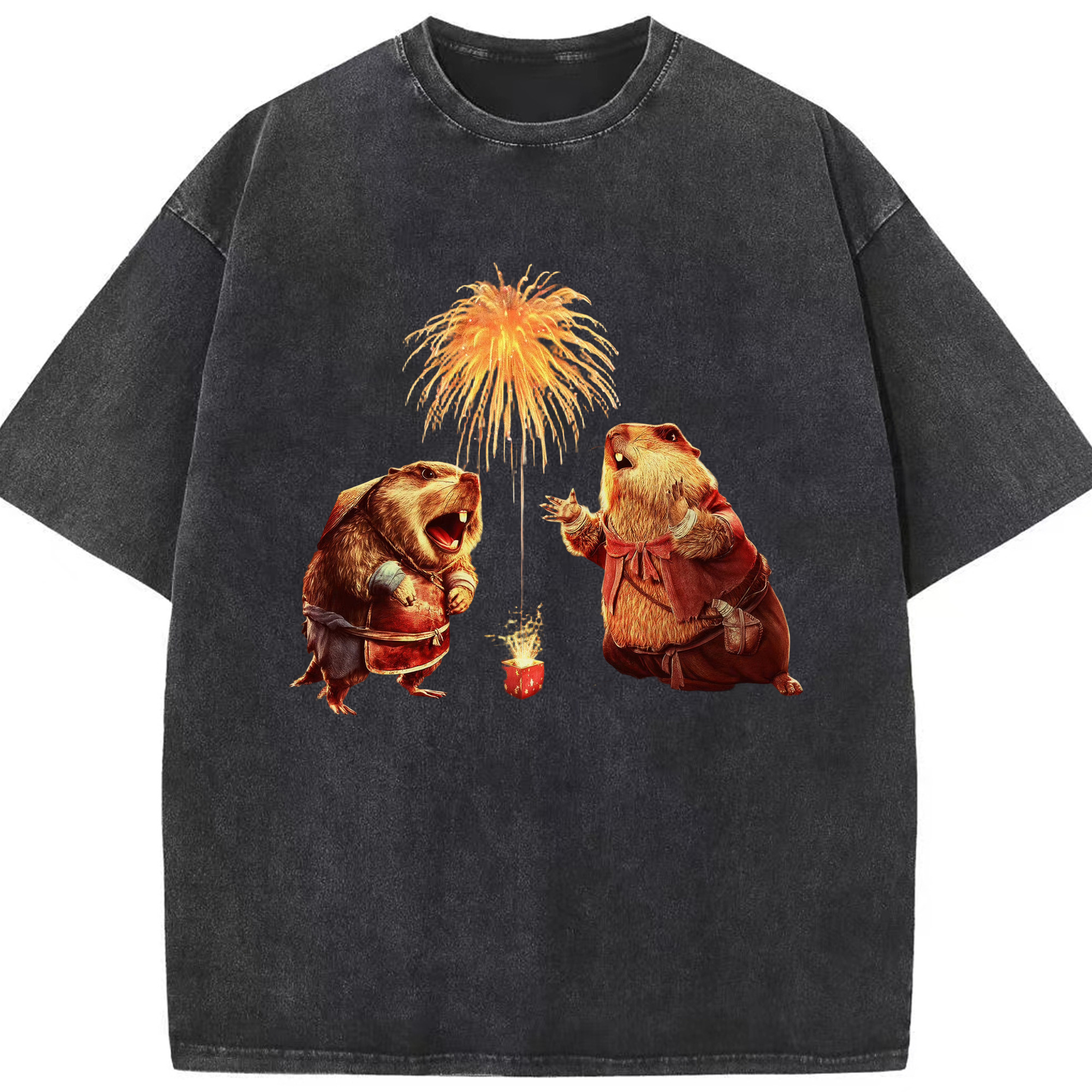 （画像用） Ne Zha 2 ナタ 魔童の大暴れ 綿100% ヴィンテージ風 半袖Tシャツ（フロントプリント）