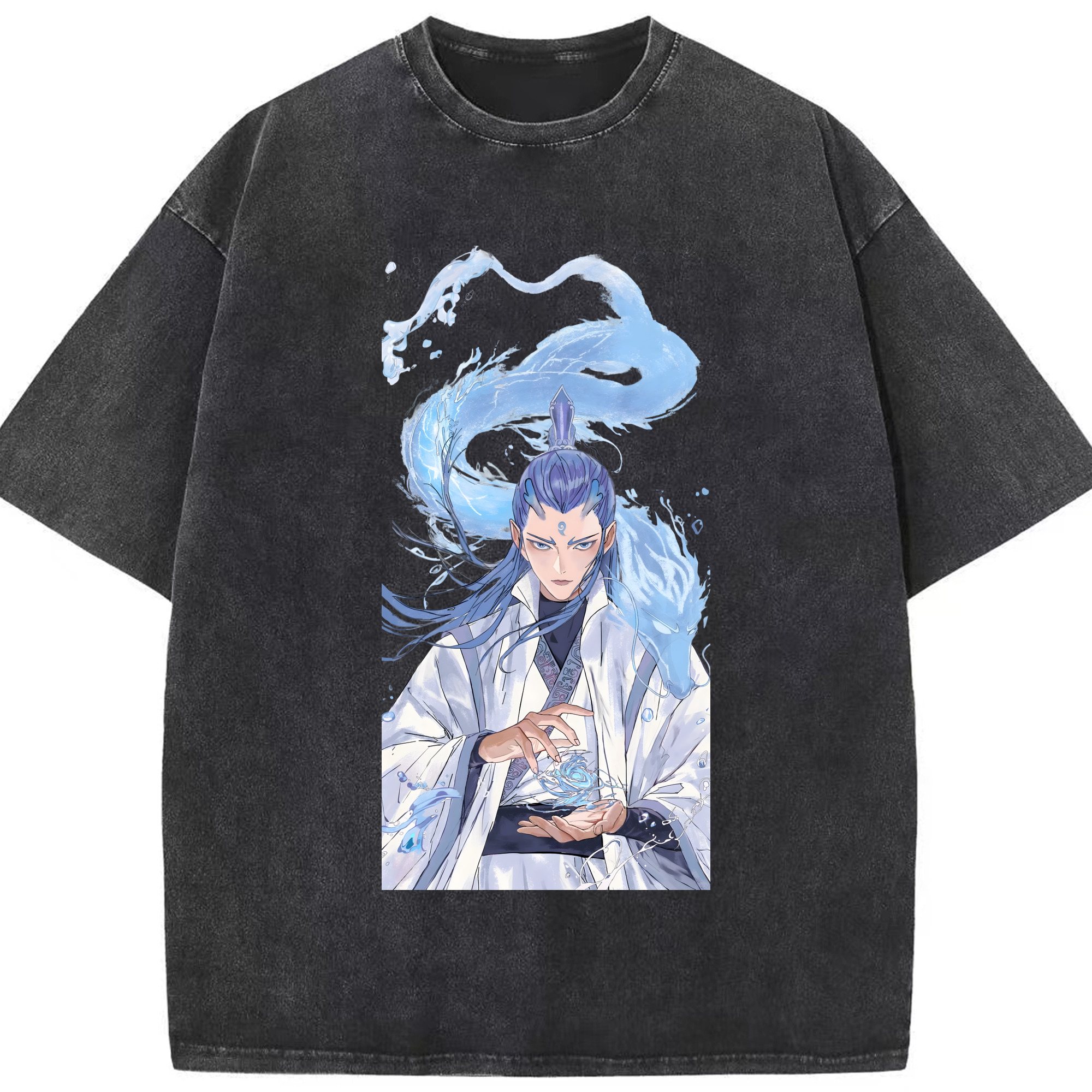 （画像用） Ne Zha 2 ナタ 魔童の大暴れ 綿100% ヴィンテージ風 半袖Tシャツ（フロントプリント）