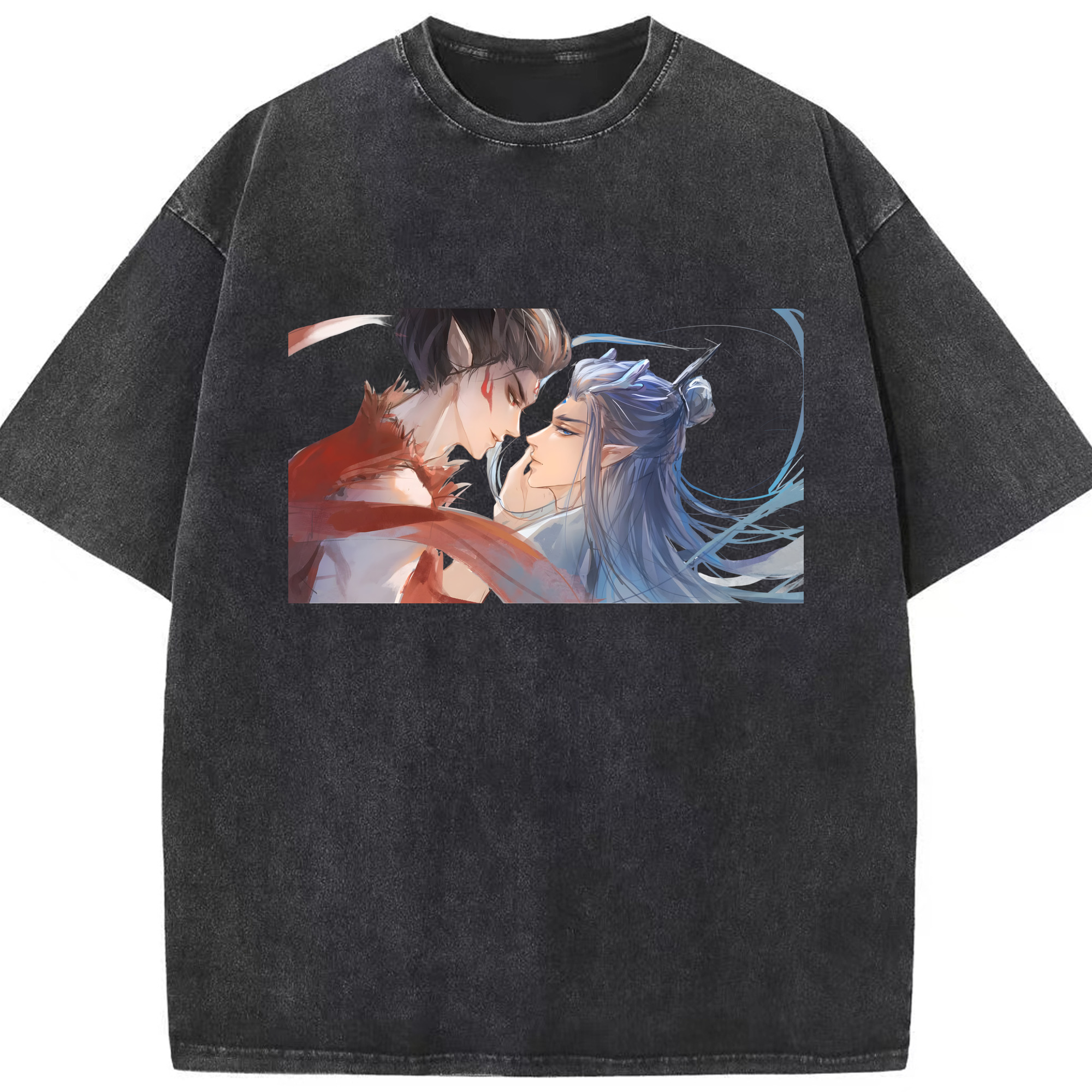 （画像用） Ne Zha 2 ナタ 魔童の大暴れ 綿100% ヴィンテージ風 半袖Tシャツ（フロントプリント）