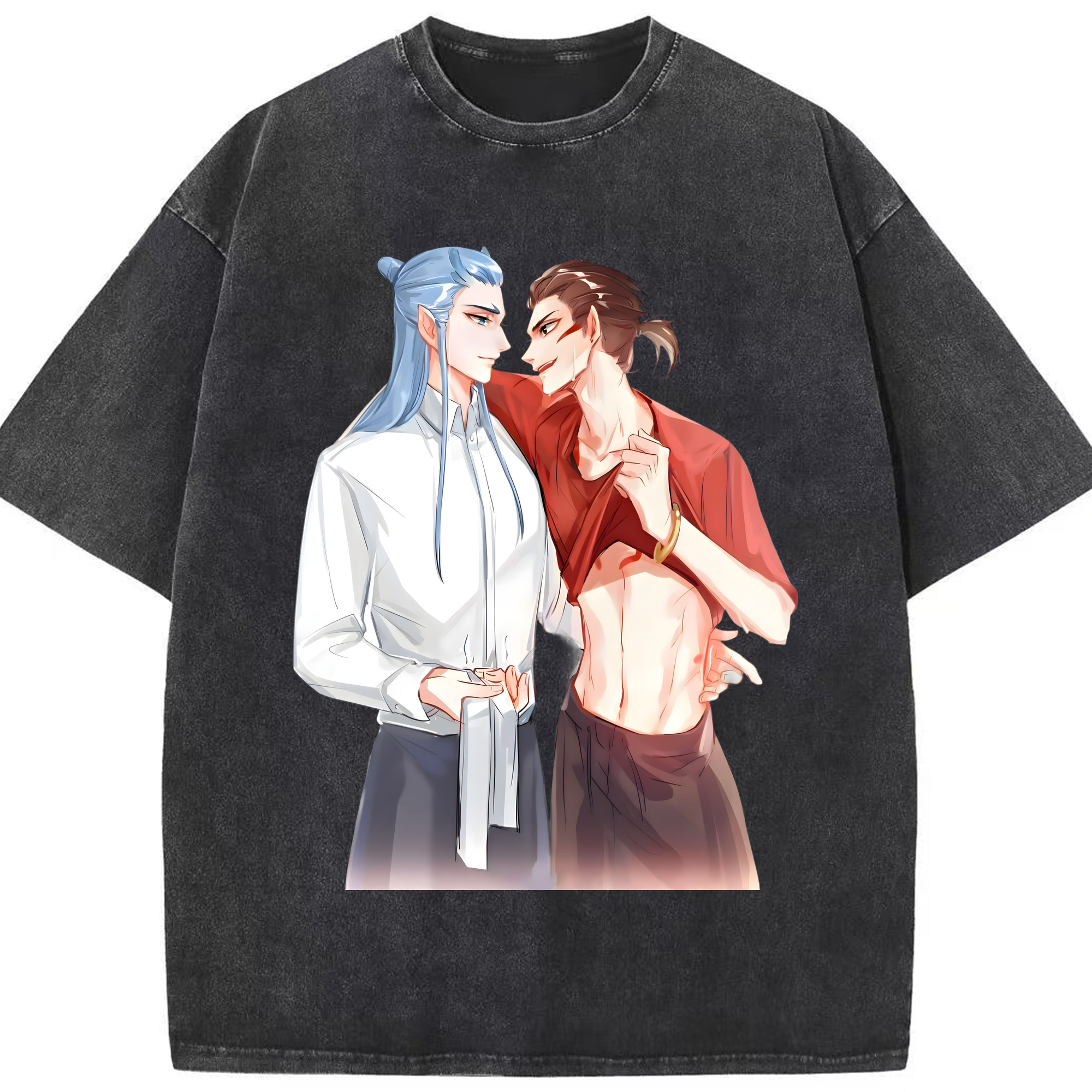 （画像用） Ne Zha 2 ナタ 魔童の大暴れ 綿100% ヴィンテージ風 半袖Tシャツ（フロントプリント）