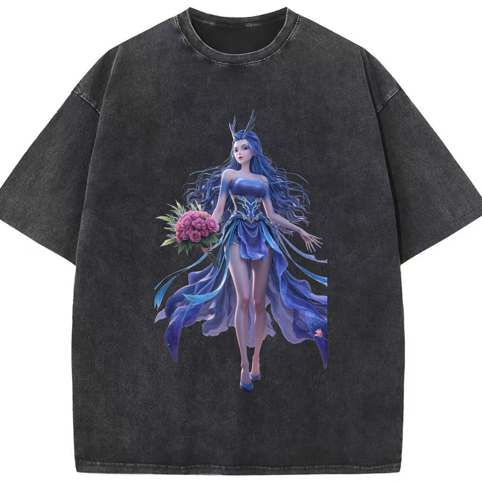 （画像用） Ne Zha 2 ナタ 魔童の大暴れ 綿100% ヴィンテージ風 半袖Tシャツ（フロントプリント）