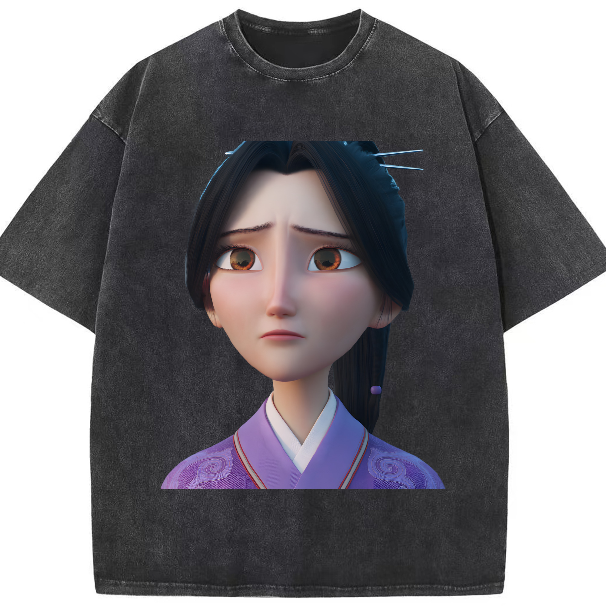 （画像用） Ne Zha 2 ナタ 魔童の大暴れ 綿100% ヴィンテージ風 半袖Tシャツ（フロントプリント）