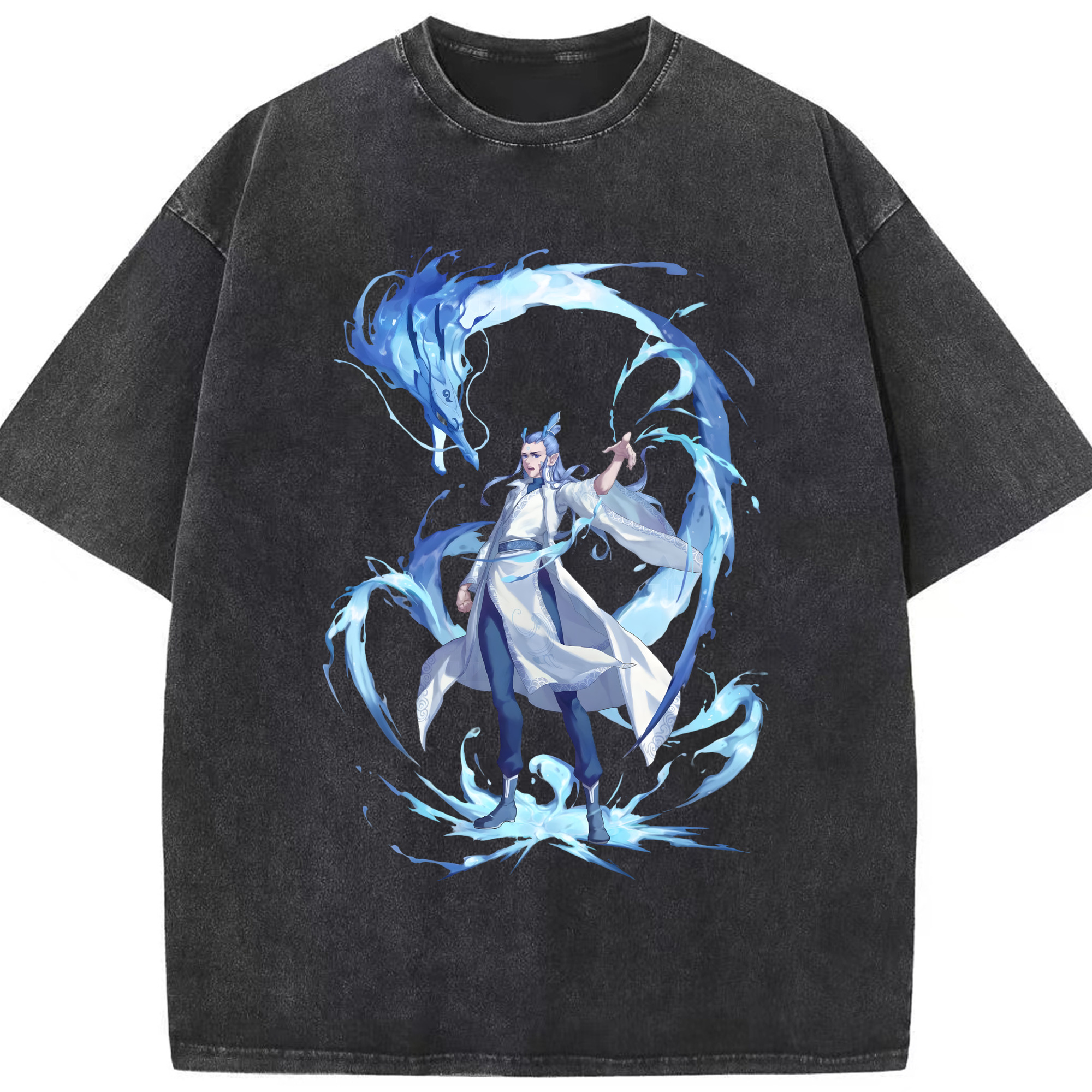 （画像用） Ne Zha 2 ナタ 魔童の大暴れ 綿100% ヴィンテージ風 半袖Tシャツ（フロントプリント）