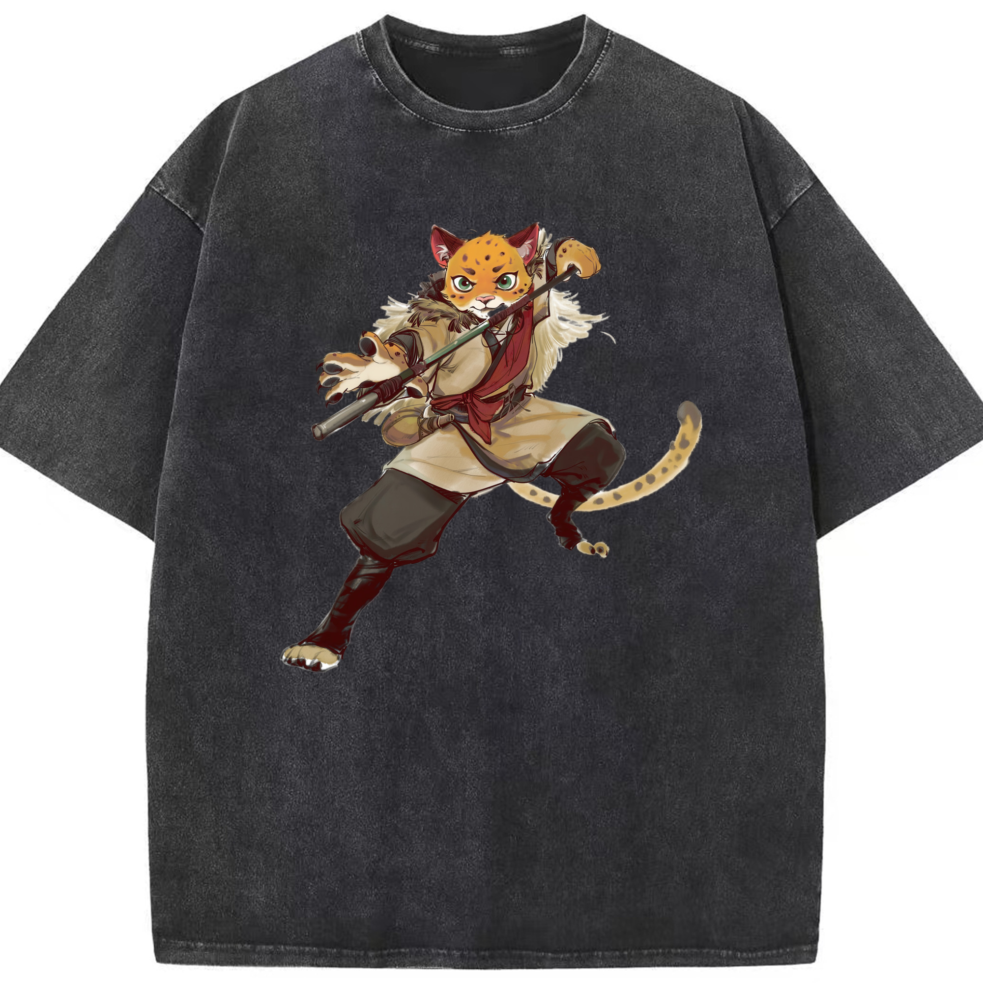 （画像用） Ne Zha 2 ナタ 魔童の大暴れ 綿100% ヴィンテージ風 半袖Tシャツ（フロントプリント）