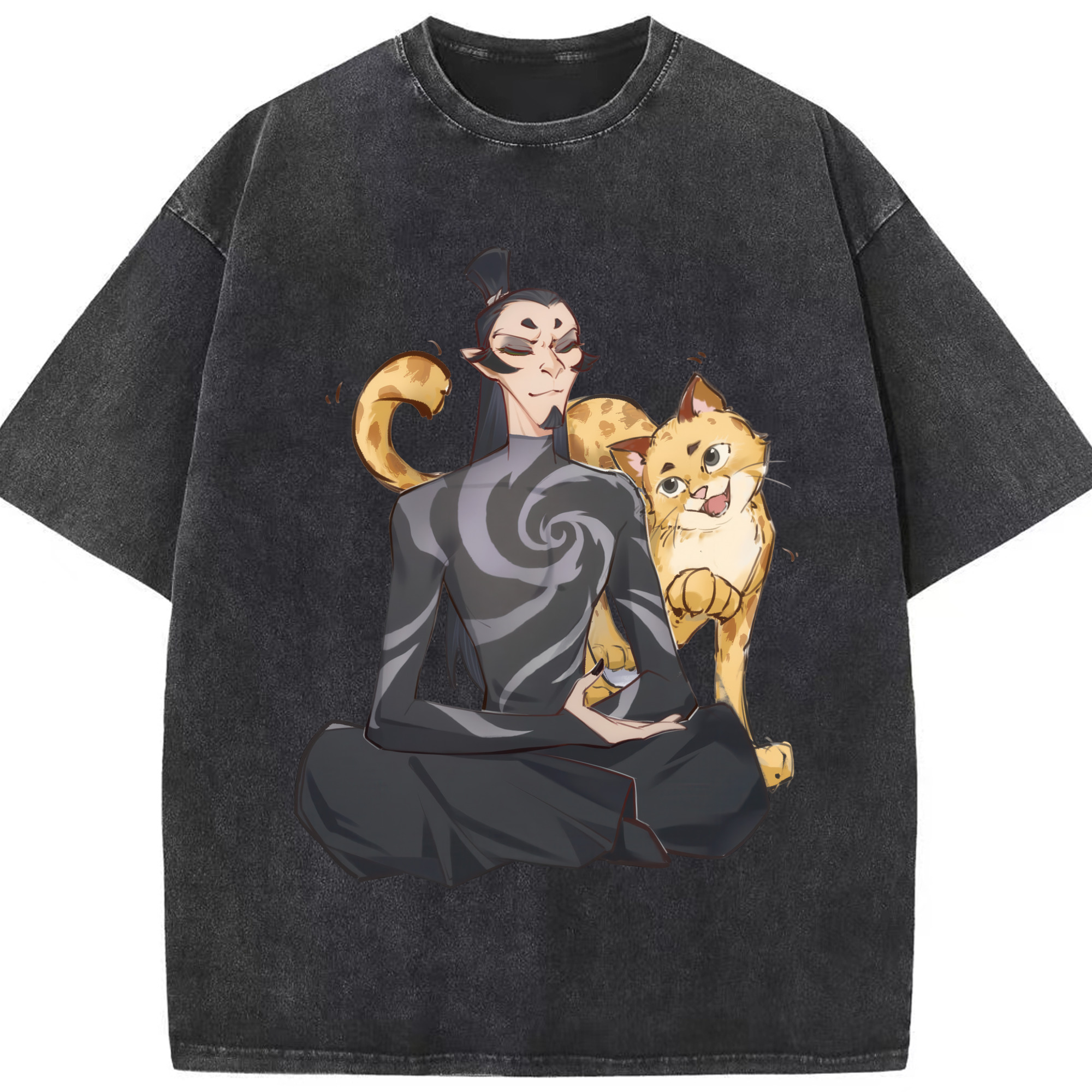 （画像用） Ne Zha 2 ナタ 魔童の大暴れ 綿100% ヴィンテージ風 半袖Tシャツ（フロントプリント）