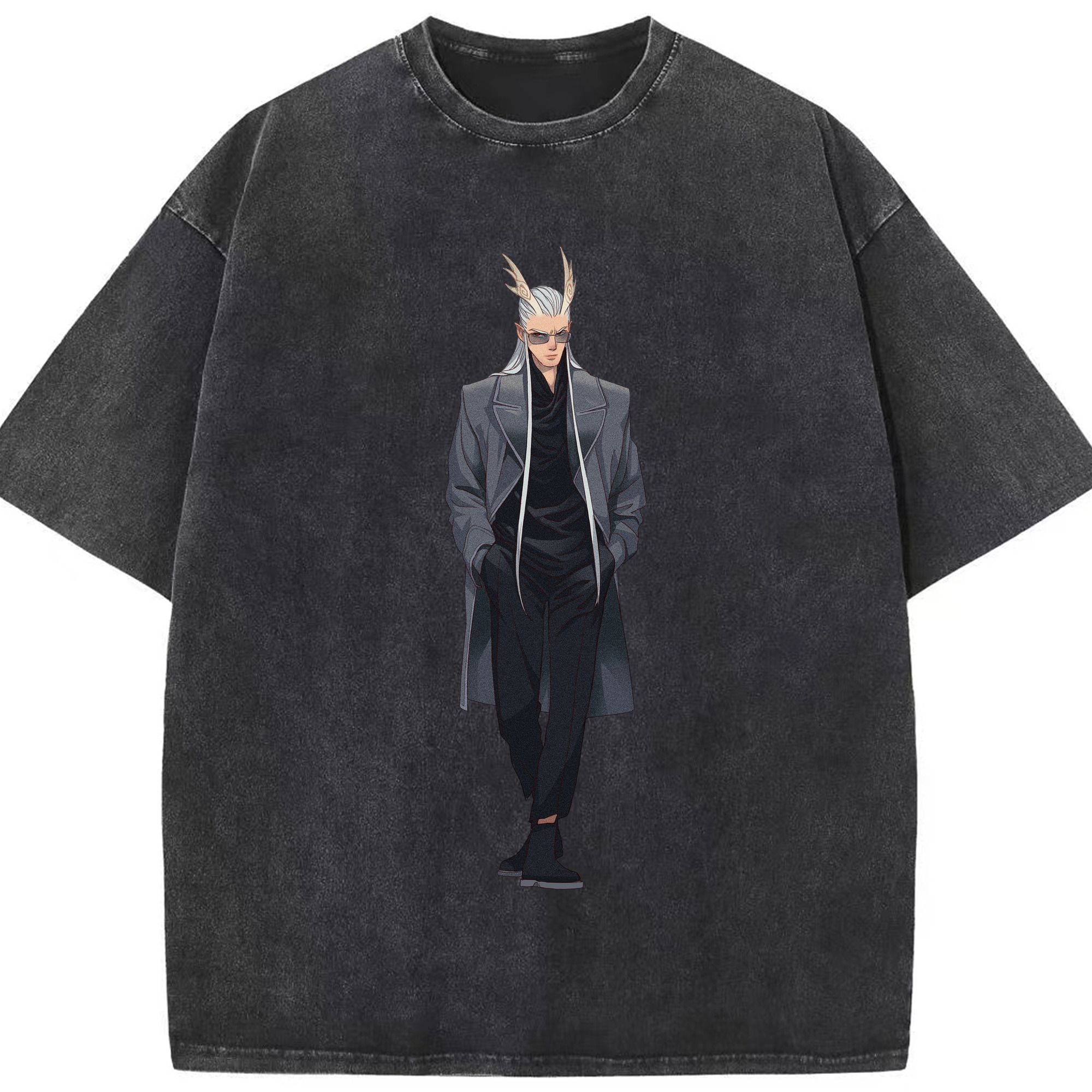 （画像用） Ne Zha 2 ナタ 魔童の大暴れ 綿100% ヴィンテージ風 半袖Tシャツ（フロントプリント）
