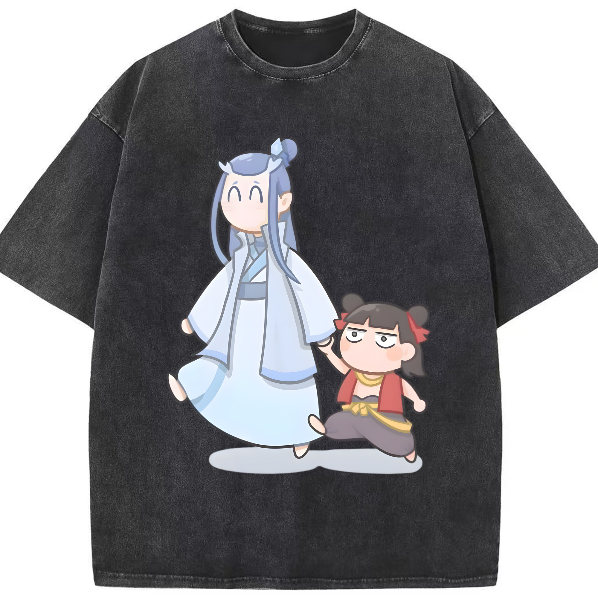 （画像用） Ne Zha 2 ナタ 魔童の大暴れ 綿100% ヴィンテージ風 半袖Tシャツ（フロントプリント）