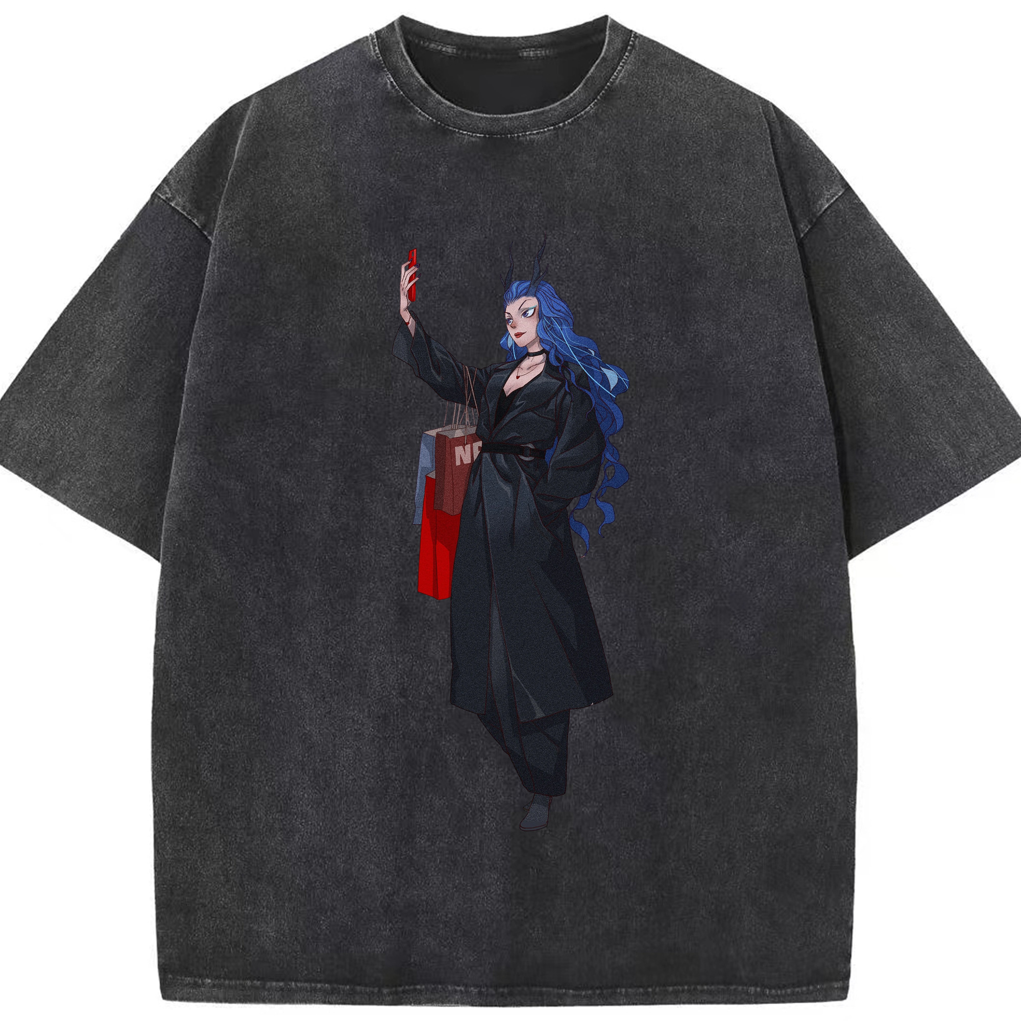 （画像用） Ne Zha 2 ナタ 魔童の大暴れ 綿100% ヴィンテージ風 半袖Tシャツ（フロントプリント）