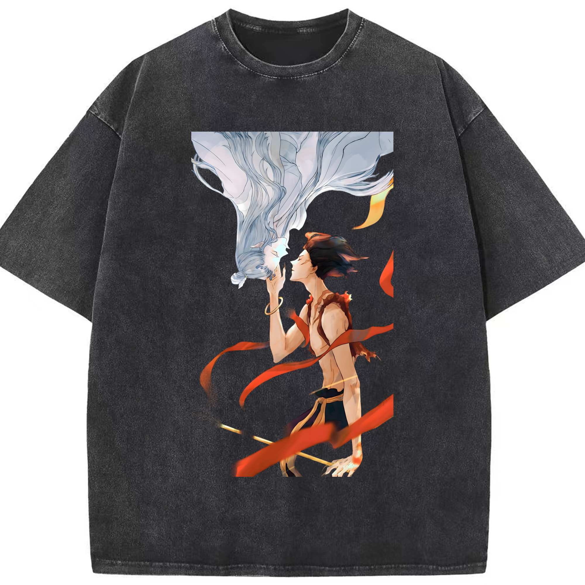 （画像用） Ne Zha 2 ナタ 魔童の大暴れ 綿100% ヴィンテージ風 半袖Tシャツ（フロントプリント）