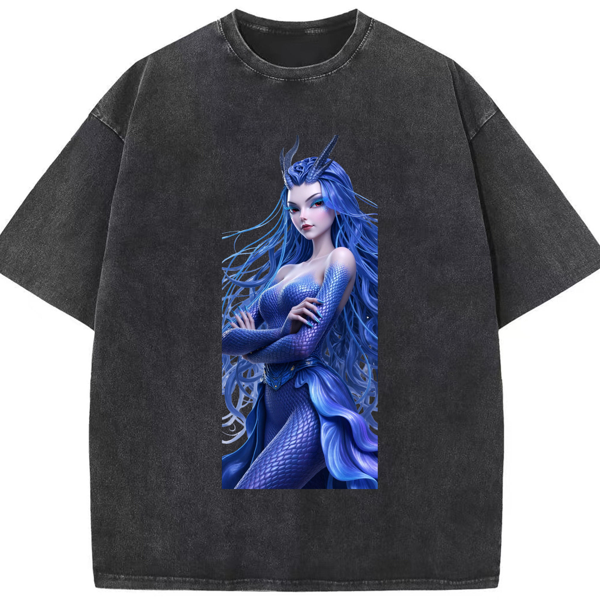 （画像用） Ne Zha 2 ナタ 魔童の大暴れ 綿100% ヴィンテージ風 半袖Tシャツ（フロントプリント）