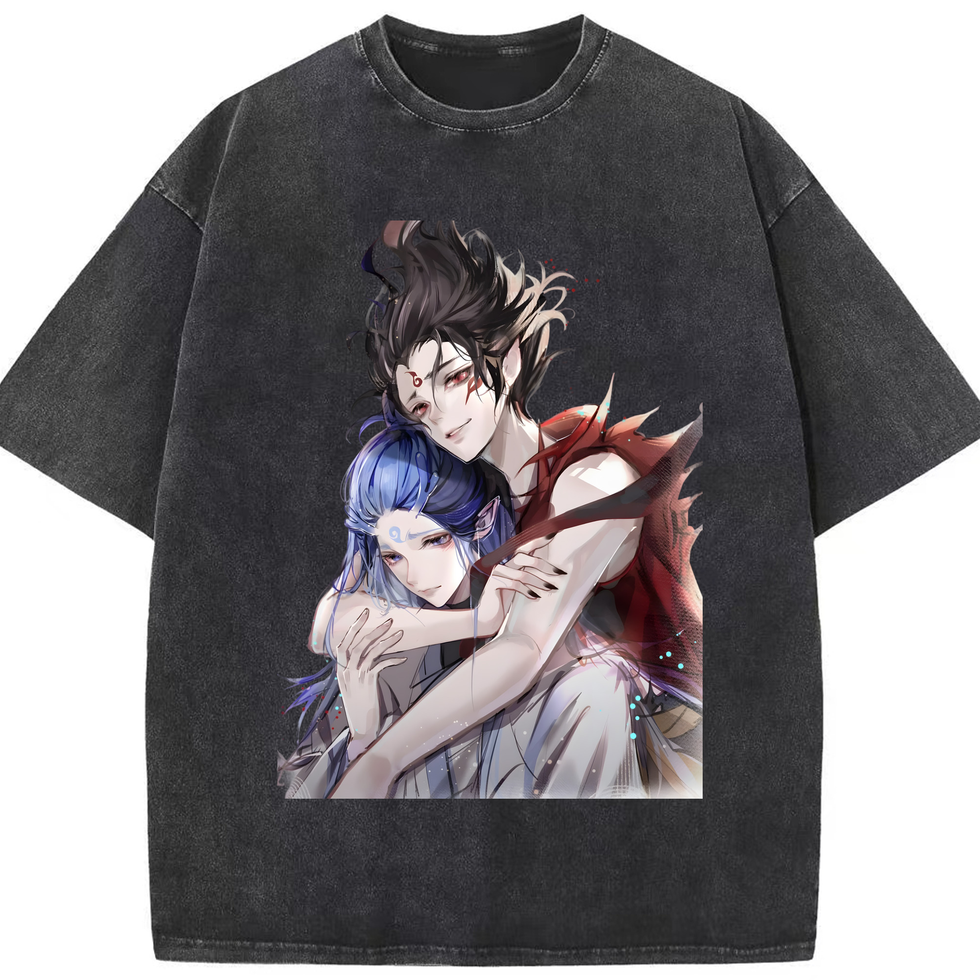 （画像用） Ne Zha 2 ナタ 魔童の大暴れ 綿100% ヴィンテージ風 半袖Tシャツ（フロントプリント）
