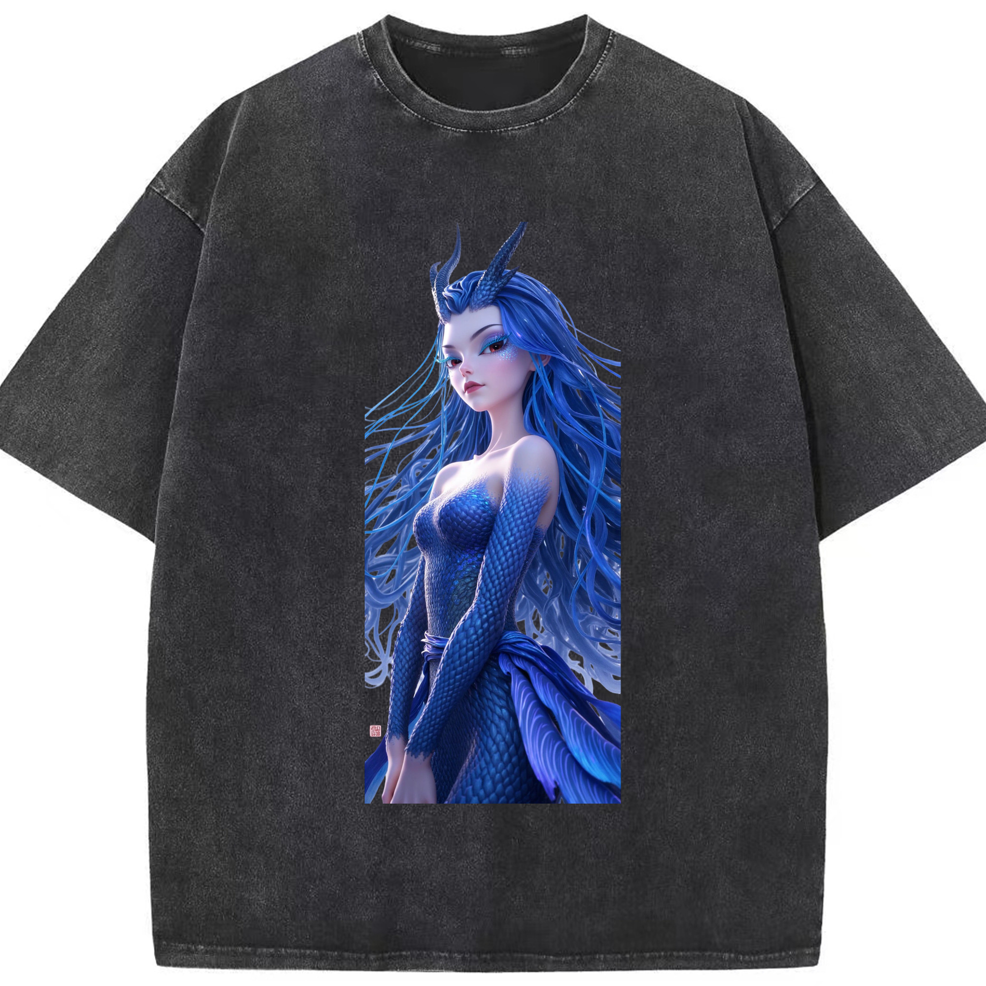 （画像用） Ne Zha 2 ナタ 魔童の大暴れ 綿100% ヴィンテージ風 半袖Tシャツ（フロントプリント）