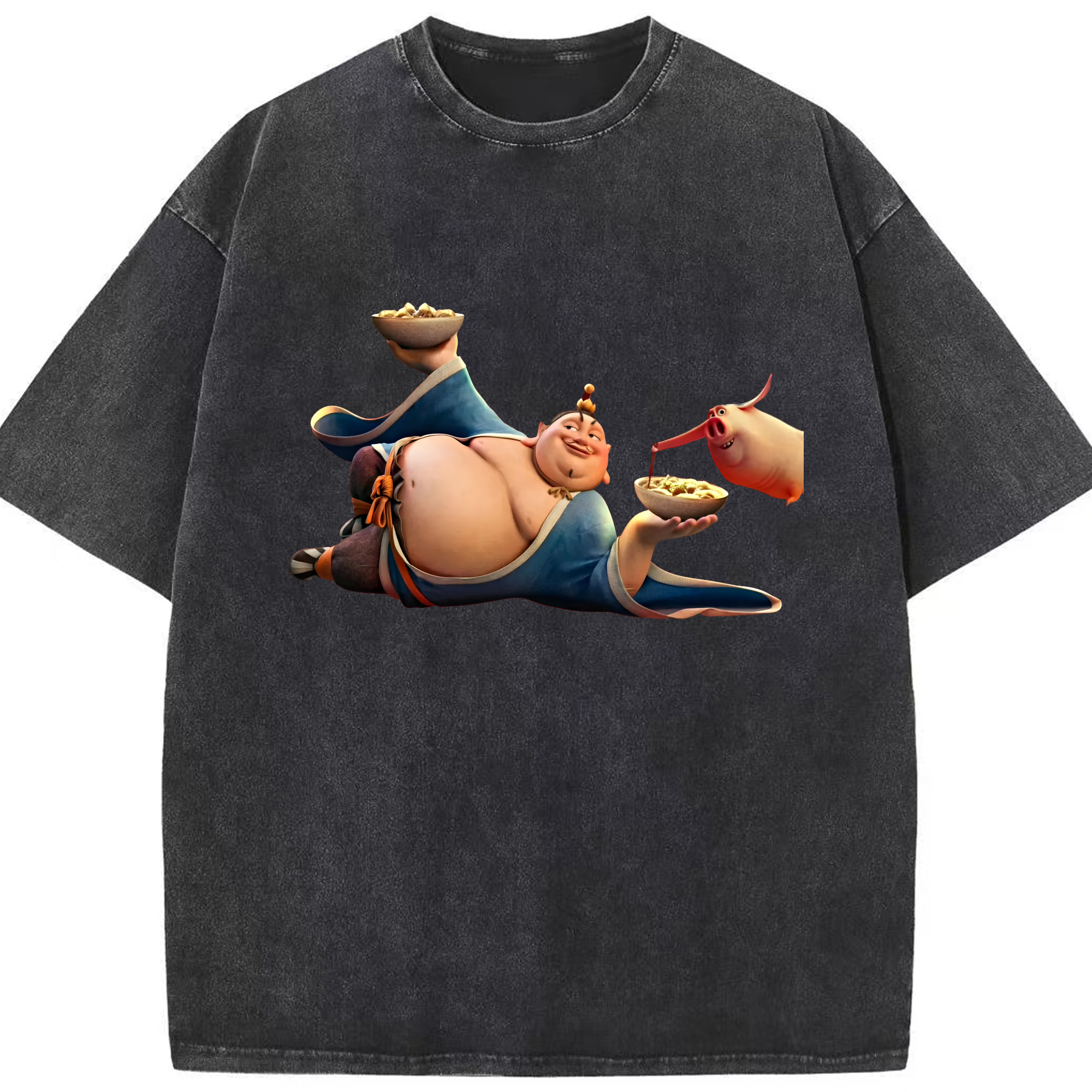 （画像用） Ne Zha 2 ナタ 魔童の大暴れ 綿100% ヴィンテージ風 半袖Tシャツ（フロントプリント）
